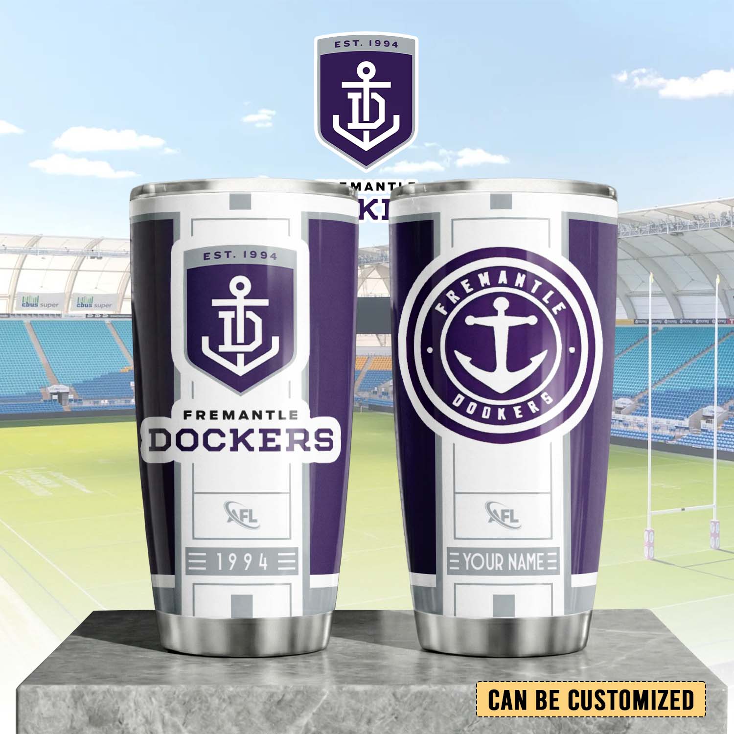 Auspiritmerch Fremantle Dockers Custom Stanley Quencher 20oz Stainless Steel Tumbler