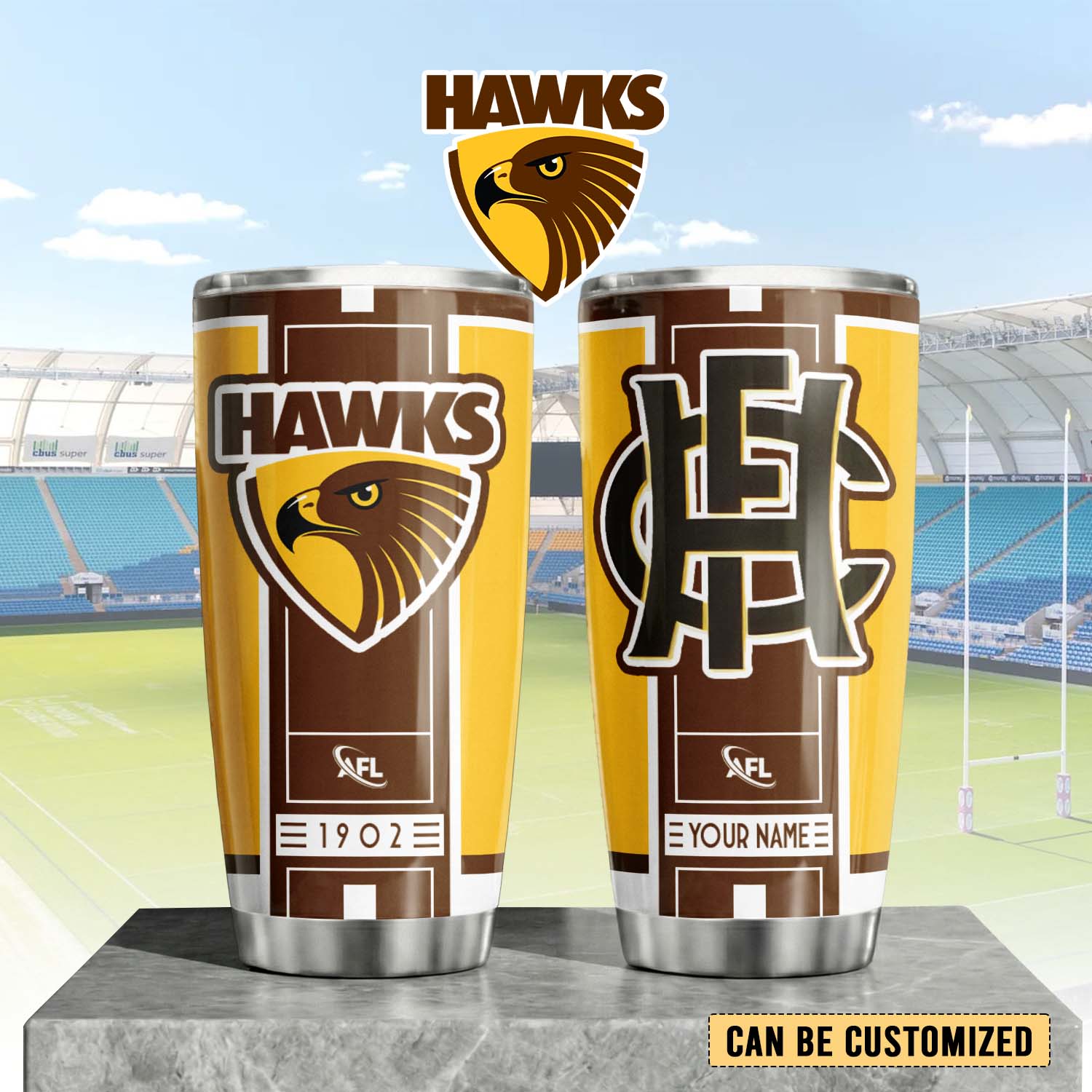 Auspiritmerch Hawthorn Hawks Custom Stanley Quencher 20oz Stainless Steel Tumbler