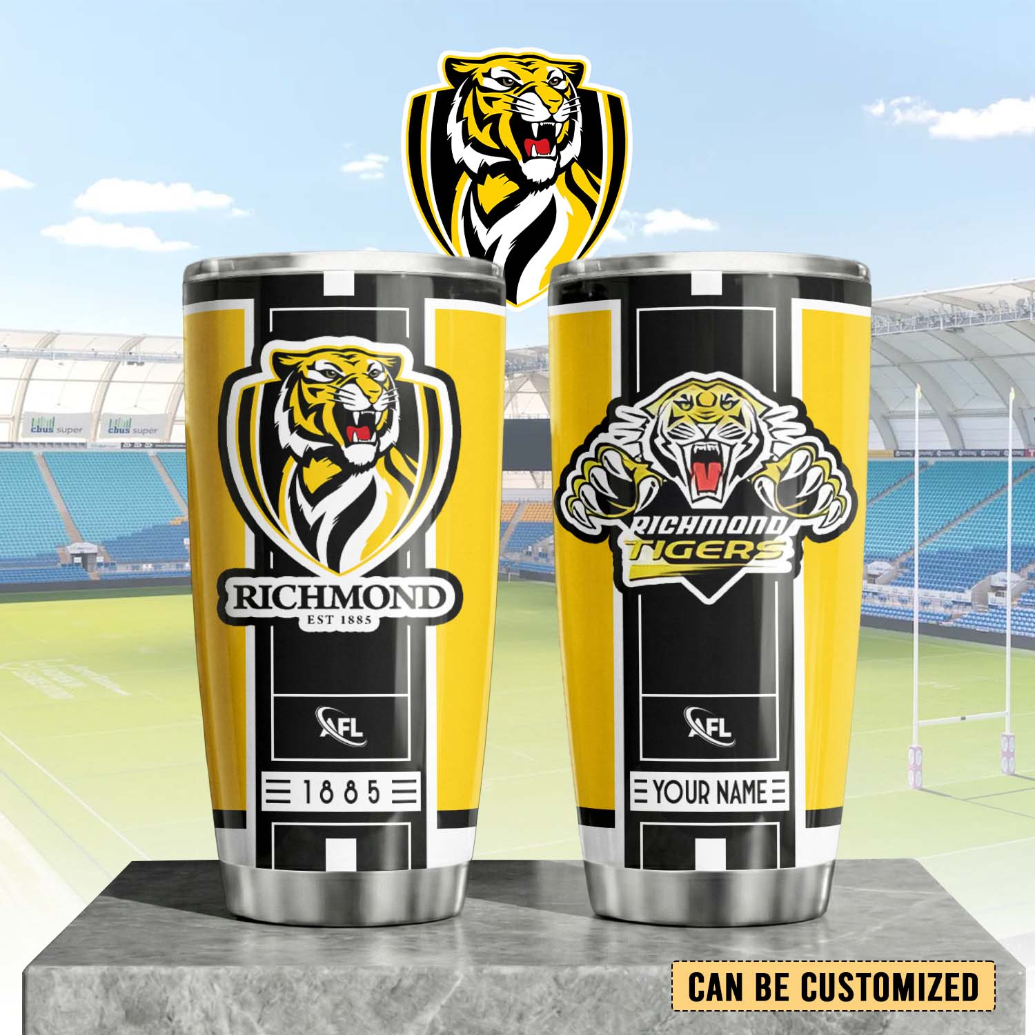 Auspiritmerch Richmond Tigers Custom Stanley Quencher 20oz Stainless Steel Tumbler