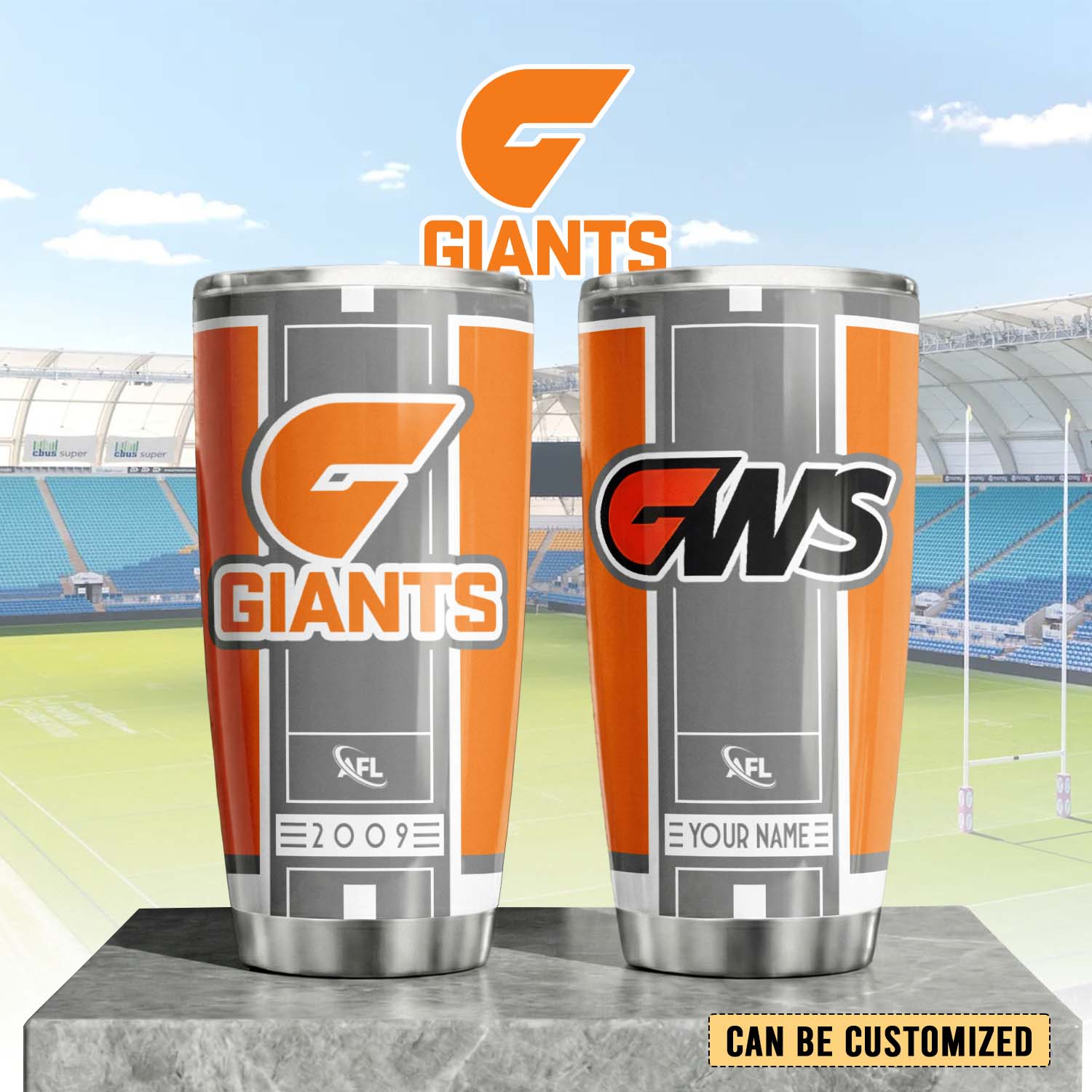 Auspiritmerch GWS Giants Custom Stanley Quencher 20oz Stainless Steel Tumbler