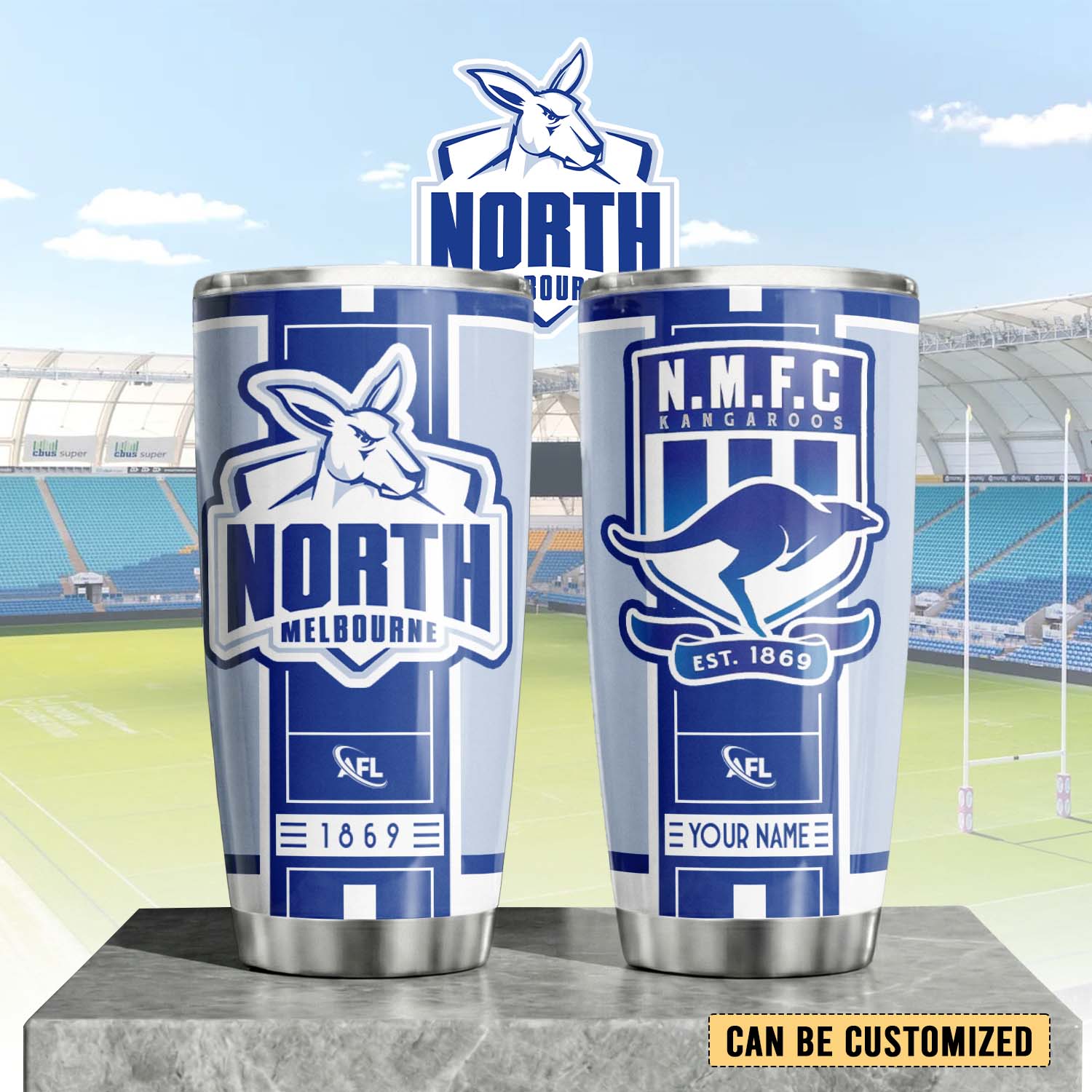 Auspiritmerch North Melbourne Custom Stanley Quencher 20oz Stainless Steel Tumbler