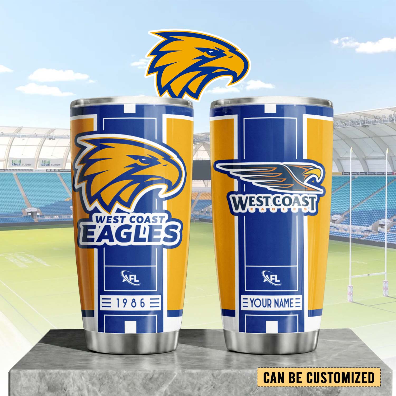 Auspiritmerch West Coast Eagles Custom Stanley Quencher 20oz Stainless Steel Tumbler
