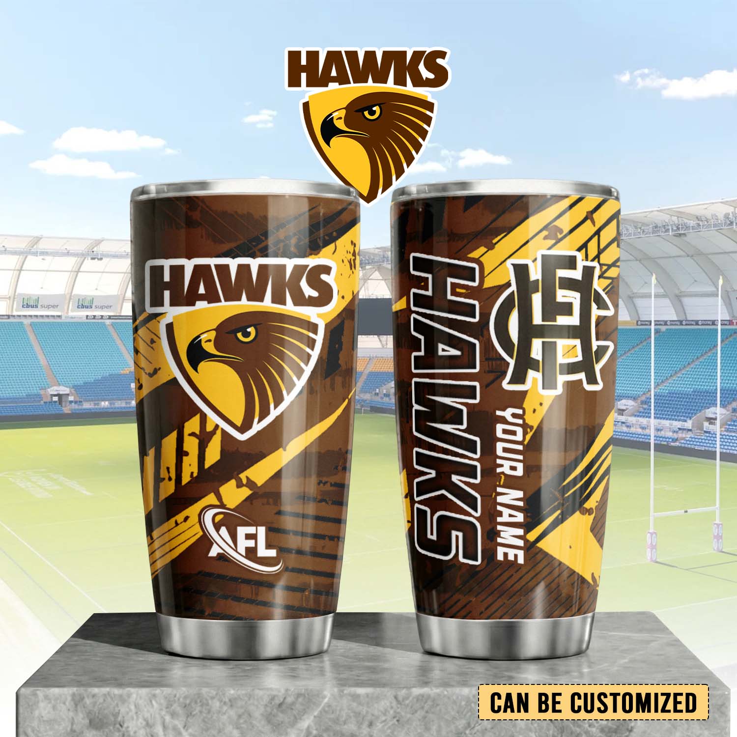 Auspiritmerch Hawthorn Hawks Custom Stanley Quencher 20oz Stainless Steel Tumbler