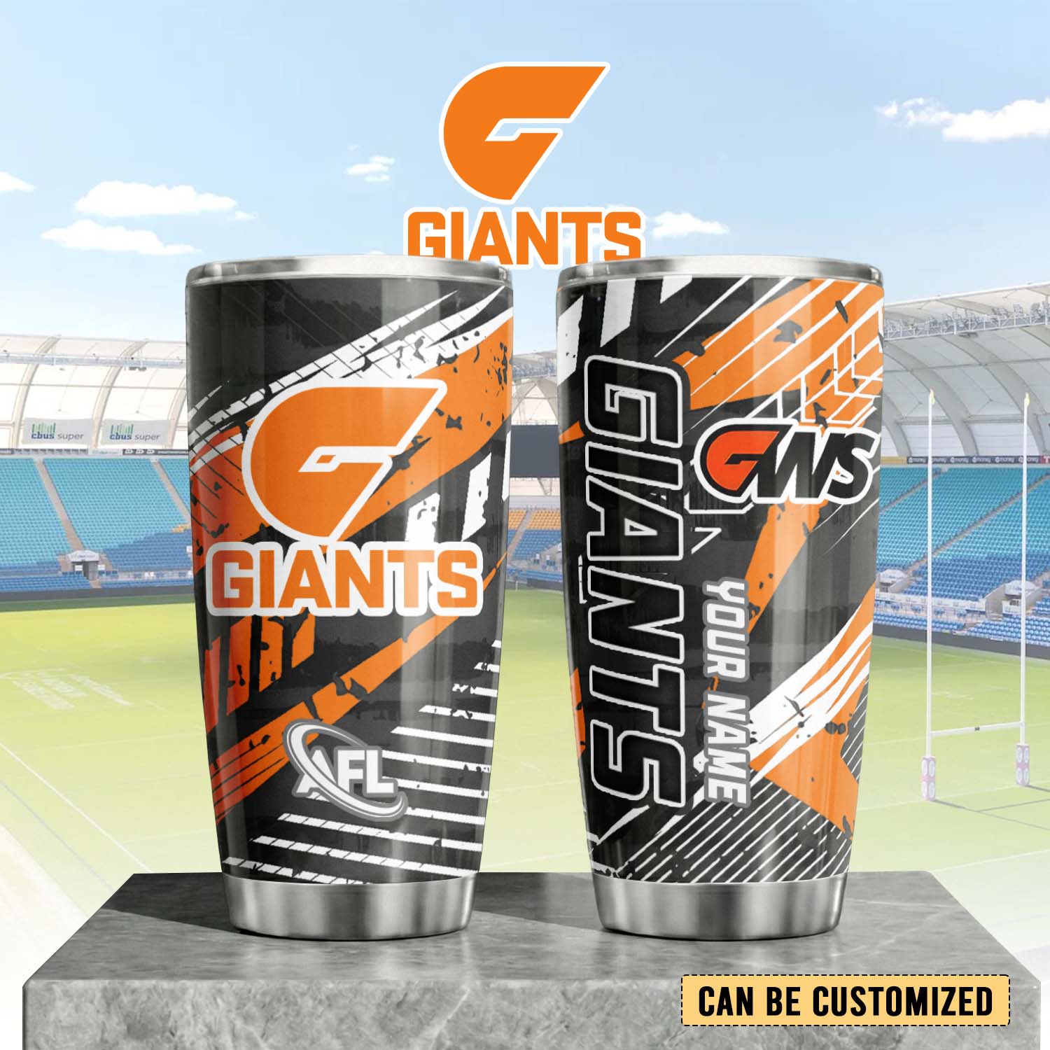 Auspiritmerch GWS Giants Custom Stanley Quencher 20oz Stainless Steel Tumbler