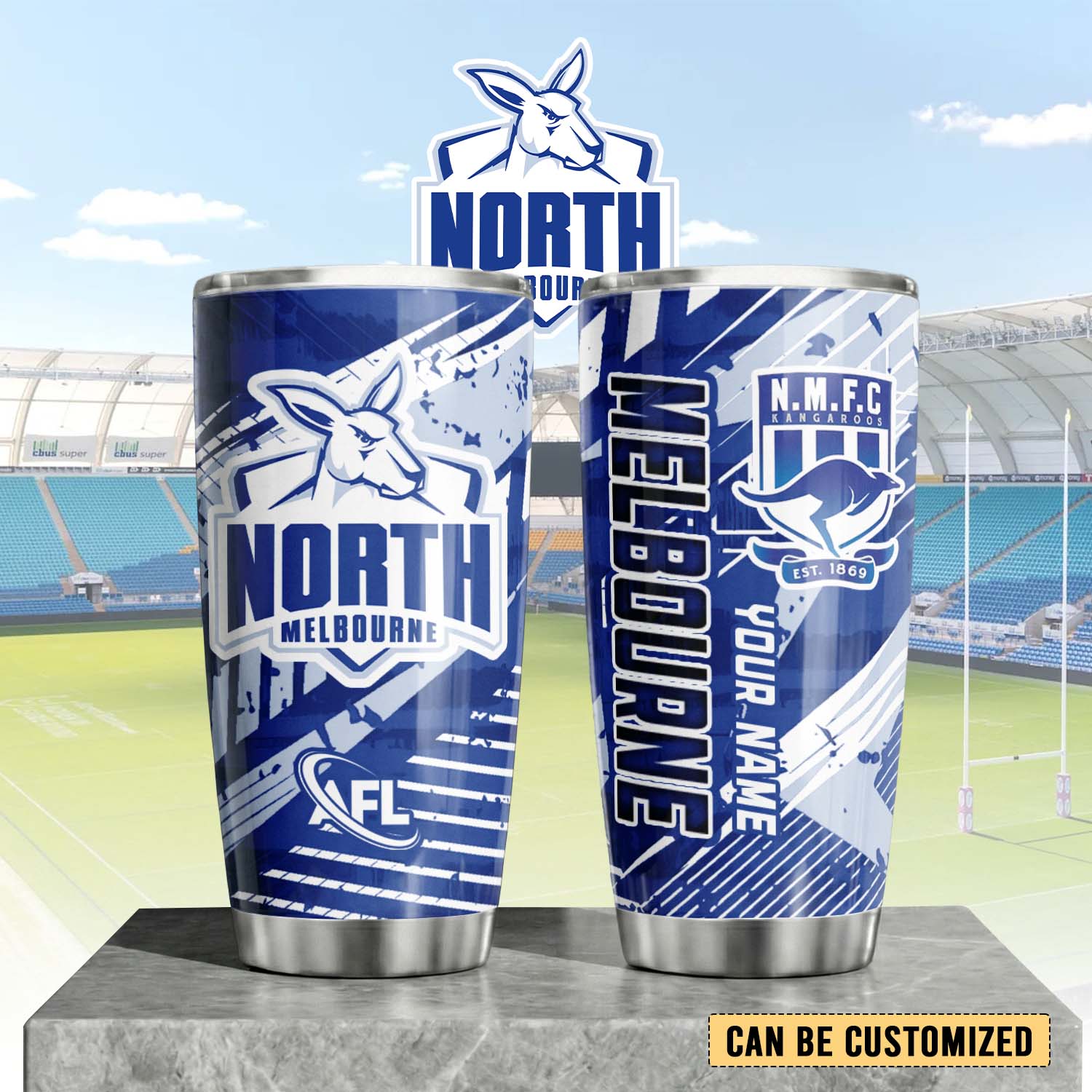 Auspiritmerch North Melbourne Custom Stanley Quencher 20oz Stainless Steel Tumbler