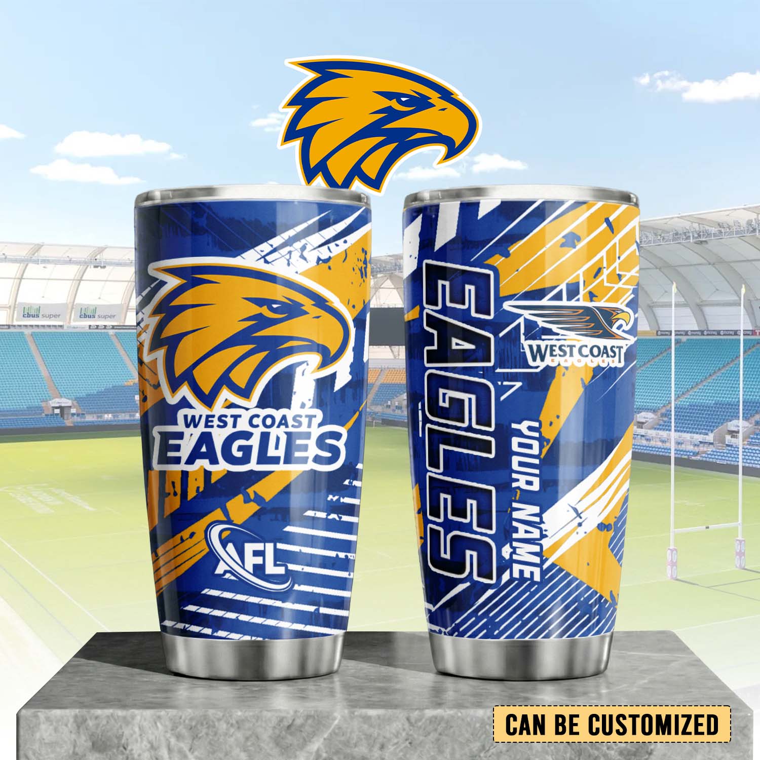 Auspiritmerch West Coast Eagles Custom Stanley Quencher 20oz Stainless Steel Tumbler