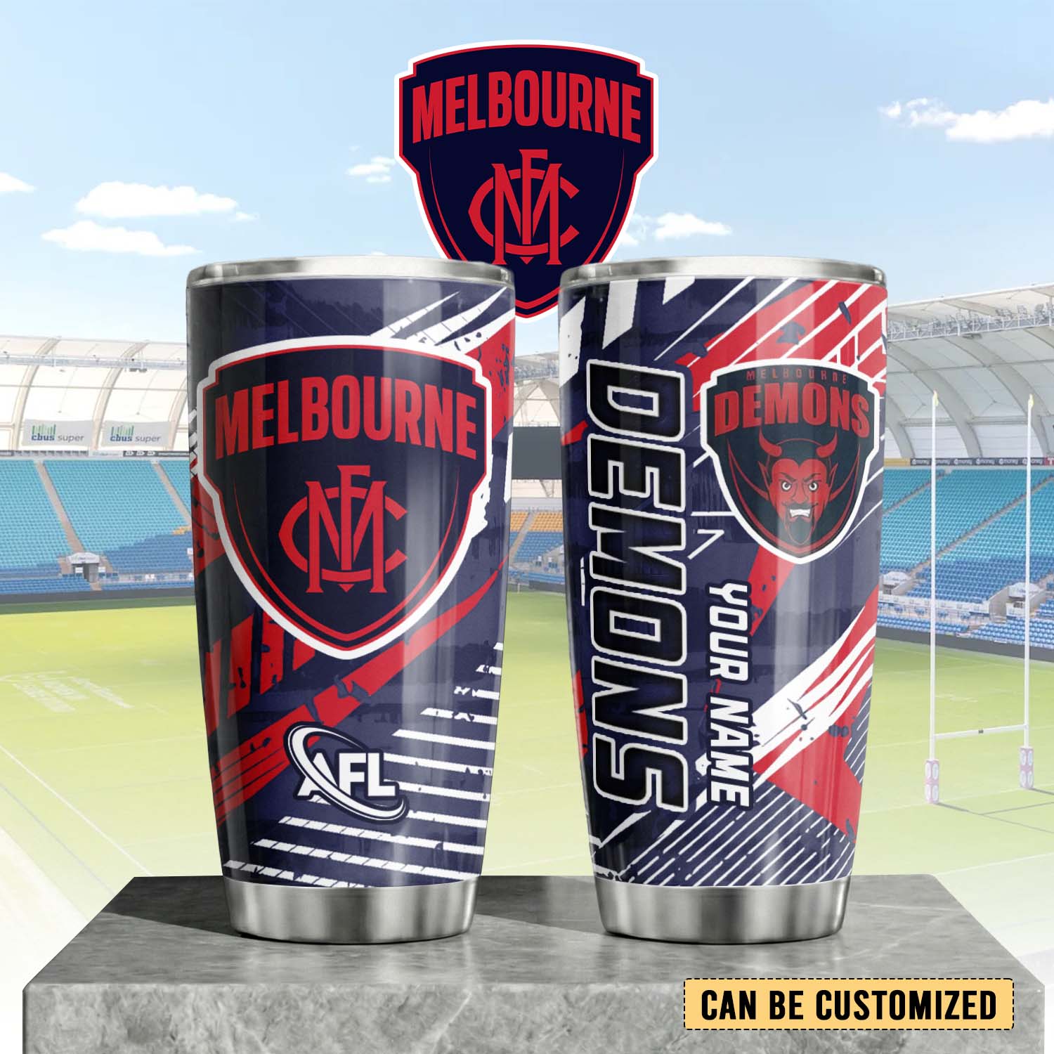 Auspiritmerch Melbourne Demons Custom Stanley Quencher 20oz Stainless Steel Tumbler