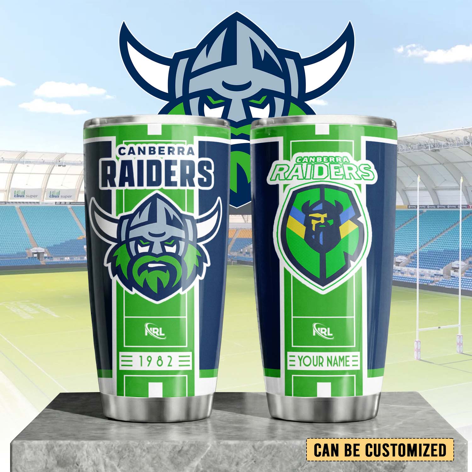 Auspiritmerch Canberra Raiders Custom Stanley Quencher 20oz Stainless Steel Tumbler