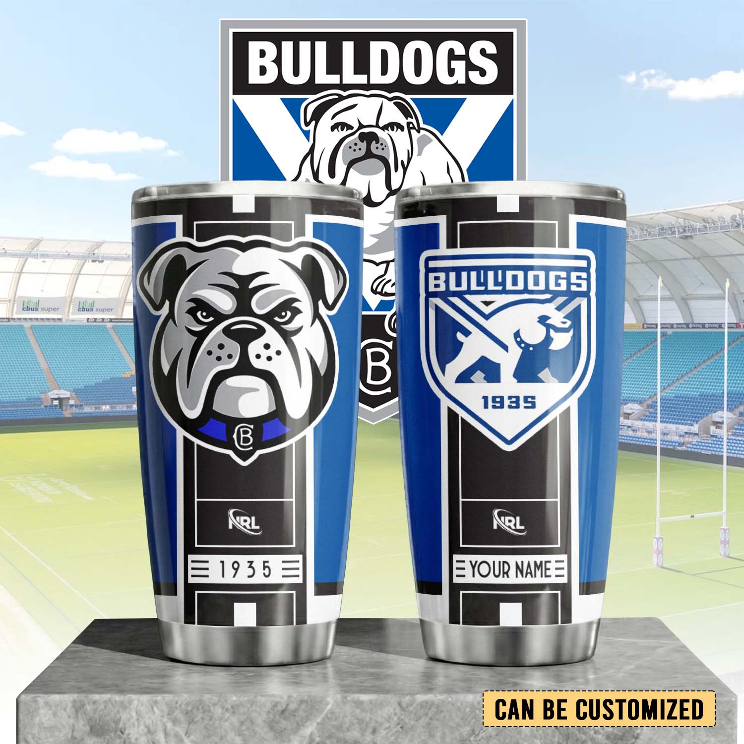 Auspiritmerch Canterbury-Bankstown Bulldogs Custom Stanley Quencher 20oz Stainless Steel Tumbler