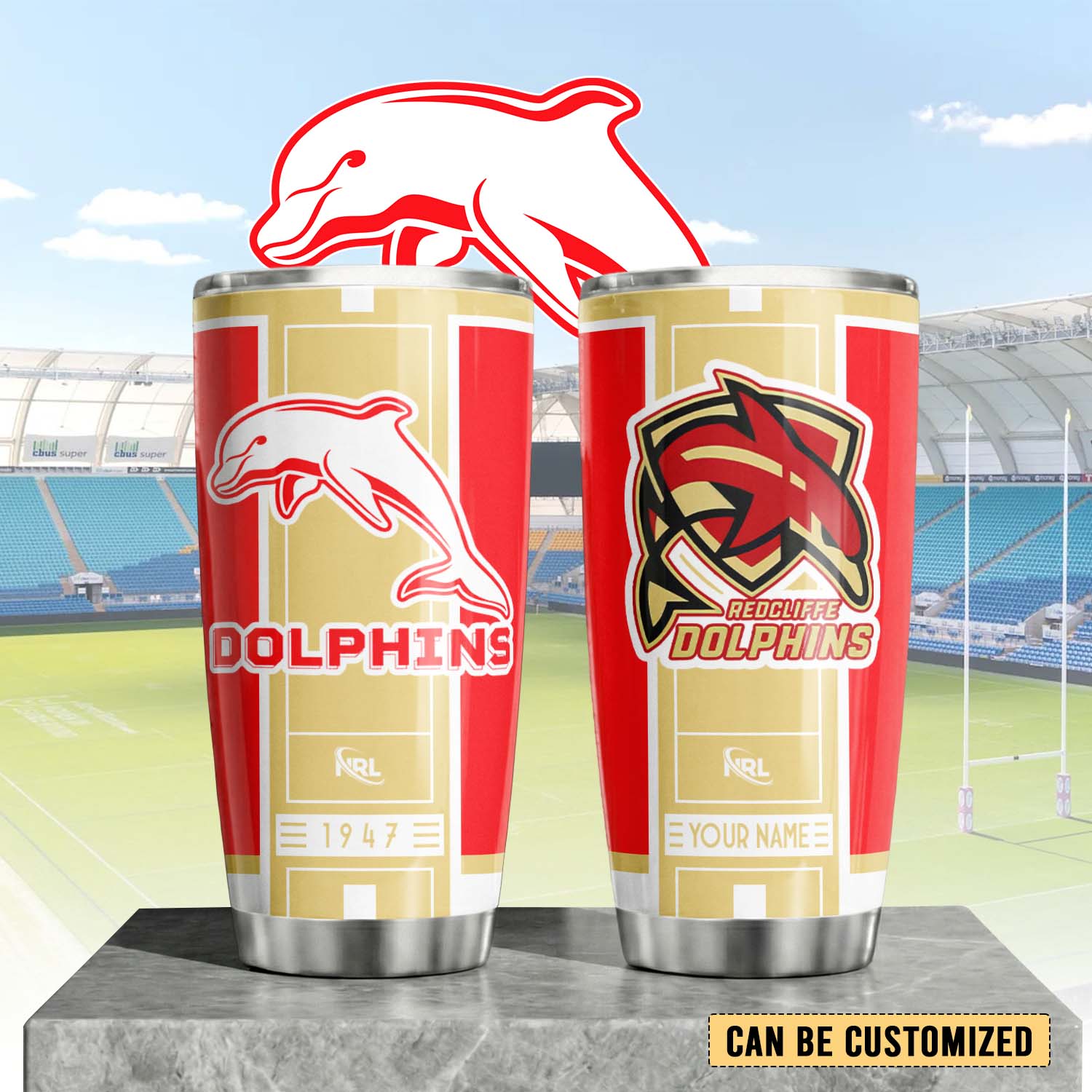 Auspiritmerch Dolphins Custom Stanley Quencher 20oz Stainless Steel Tumbler