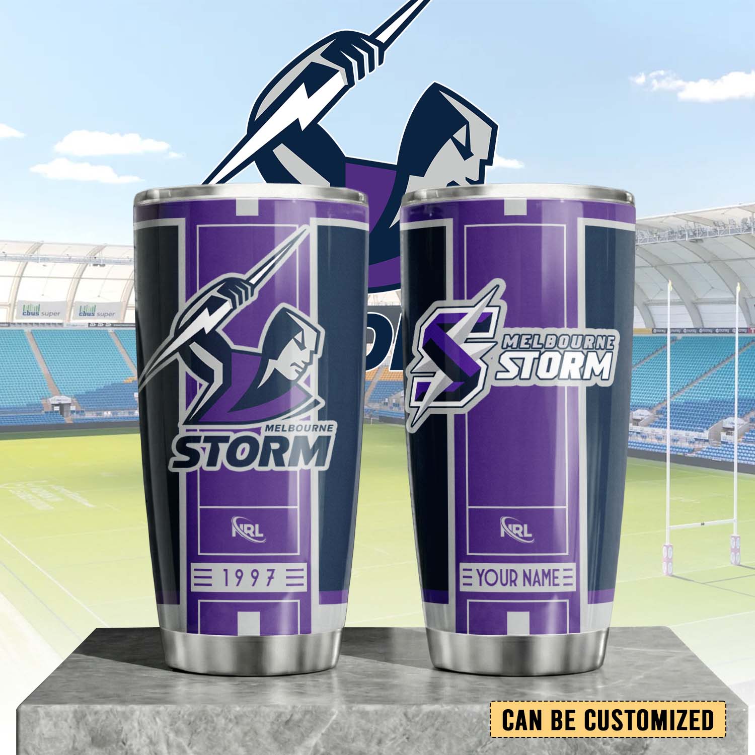 Auspiritmerch Melbourne Storm Custom Stanley Quencher 20oz Stainless Steel Tumbler