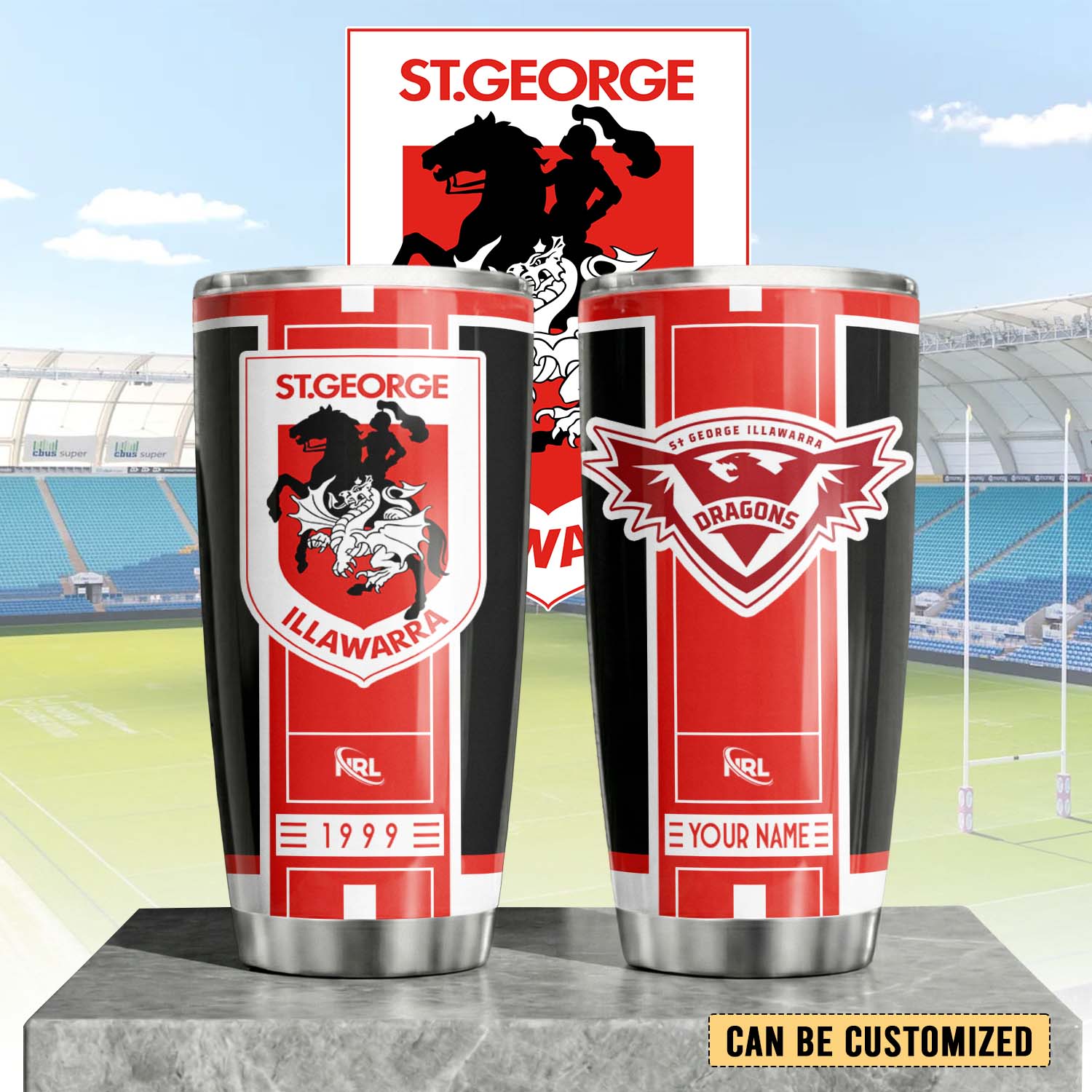 Auspiritmerch St. George Illawarra Dragons Custom Stanley Quencher 20oz Stainless Steel Tumbler