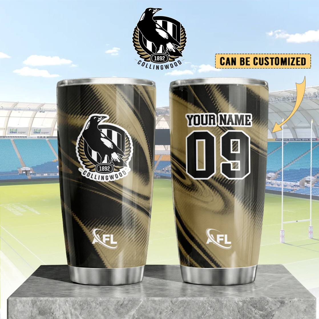 Auspiritmerch Collingwood Magpies Custom Stanley Quencher 20oz Stainless Steel Tumbler