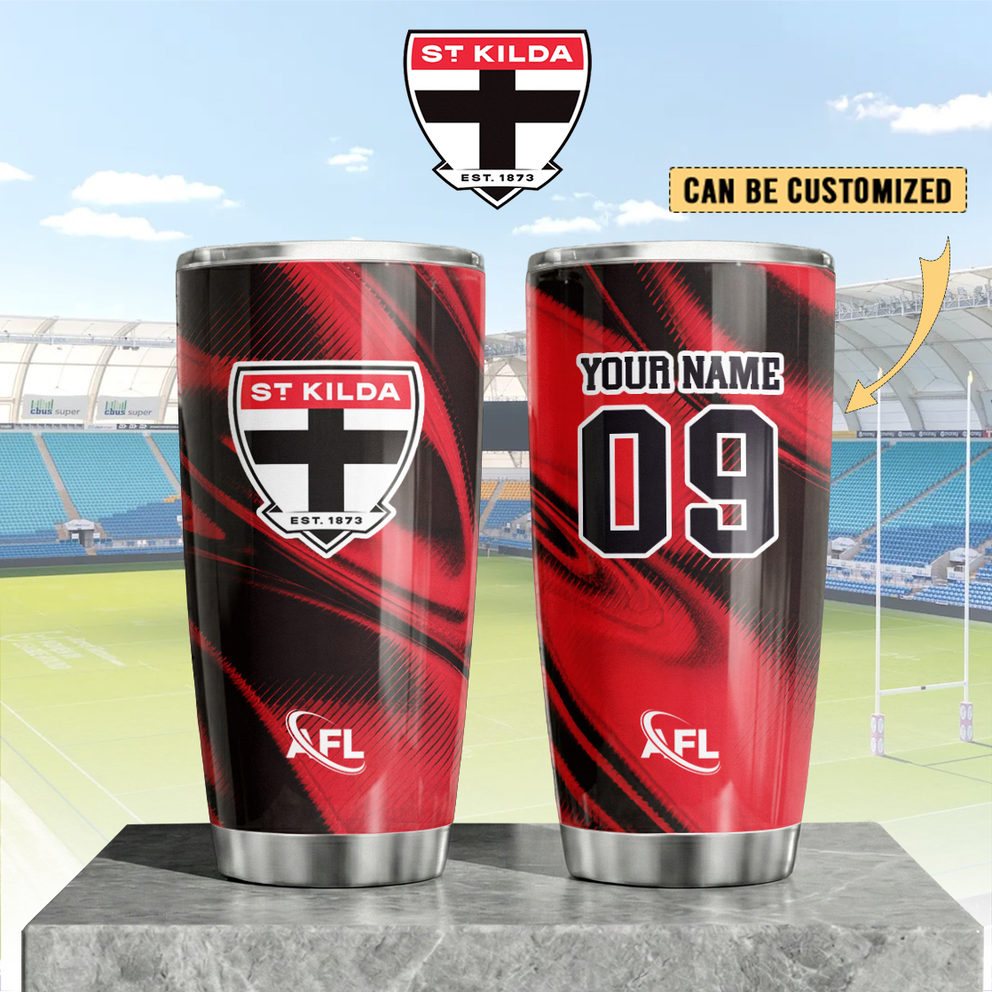 Auspiritmerch St Kilda Saints Custom Stanley Quencher 20oz Stainless Steel Tumbler