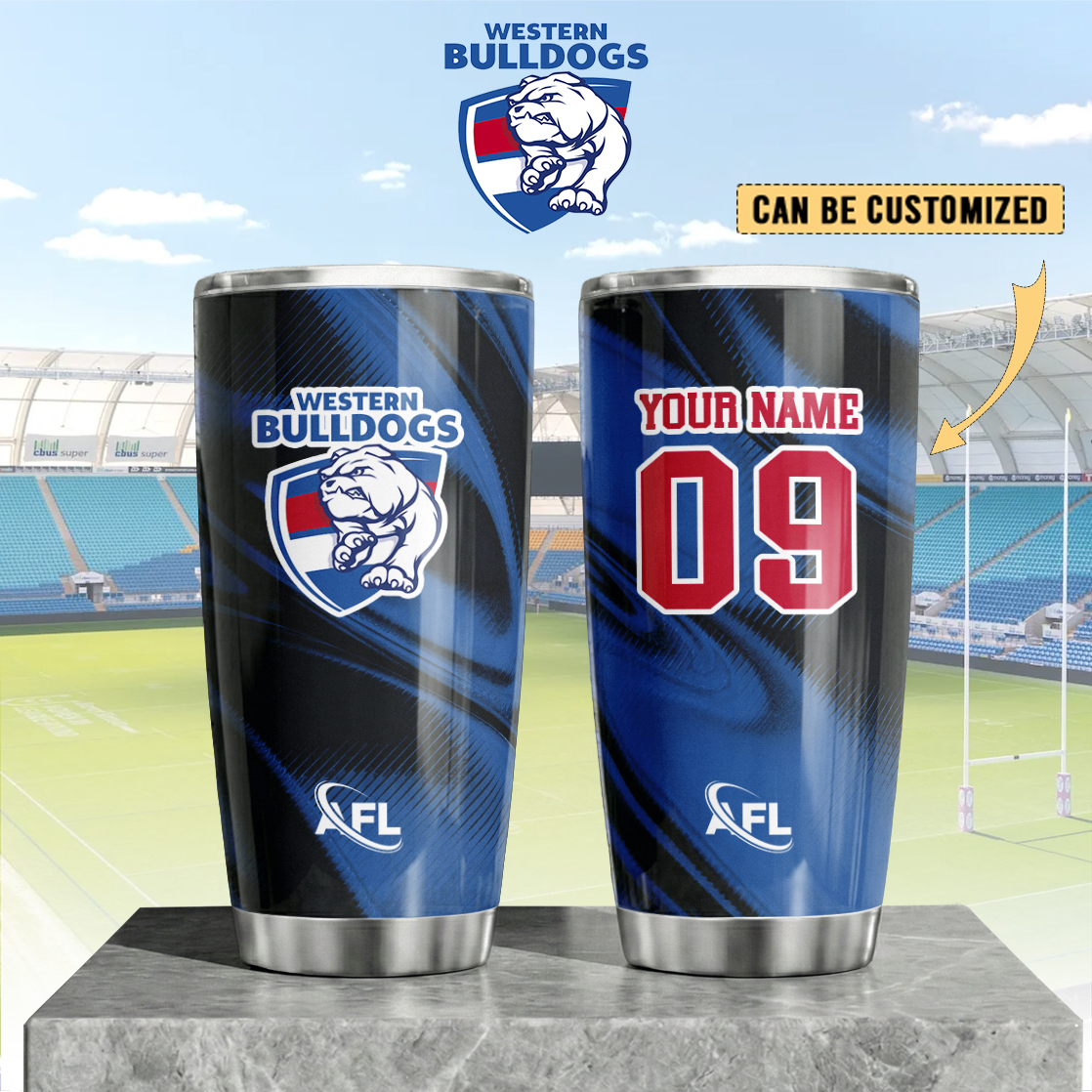 Auspiritmerch Western Bulldogs Custom Stanley Quencher 20oz Stainless Steel Tumbler