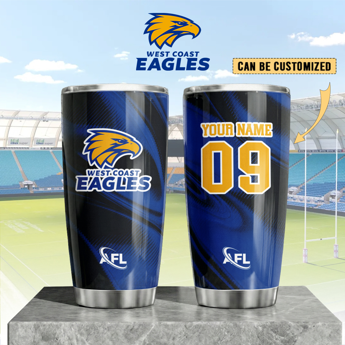Auspiritmerch West Coast Eagles Custom Stanley Quencher 20oz Stainless Steel Tumbler