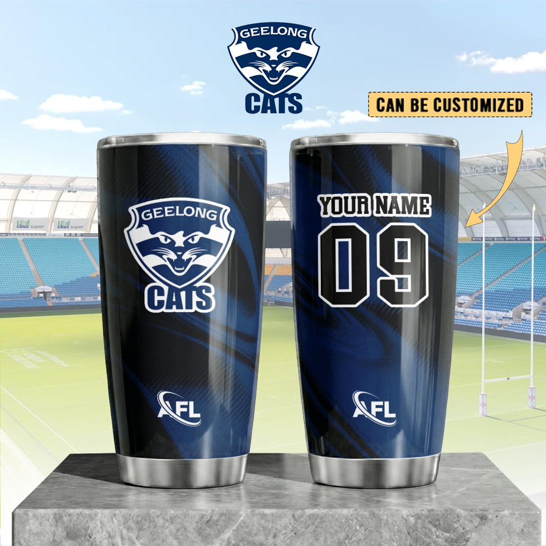 Auspiritmerch Geelong Cats Custom Stanley Quencher 20oz Stainless Steel Tumbler