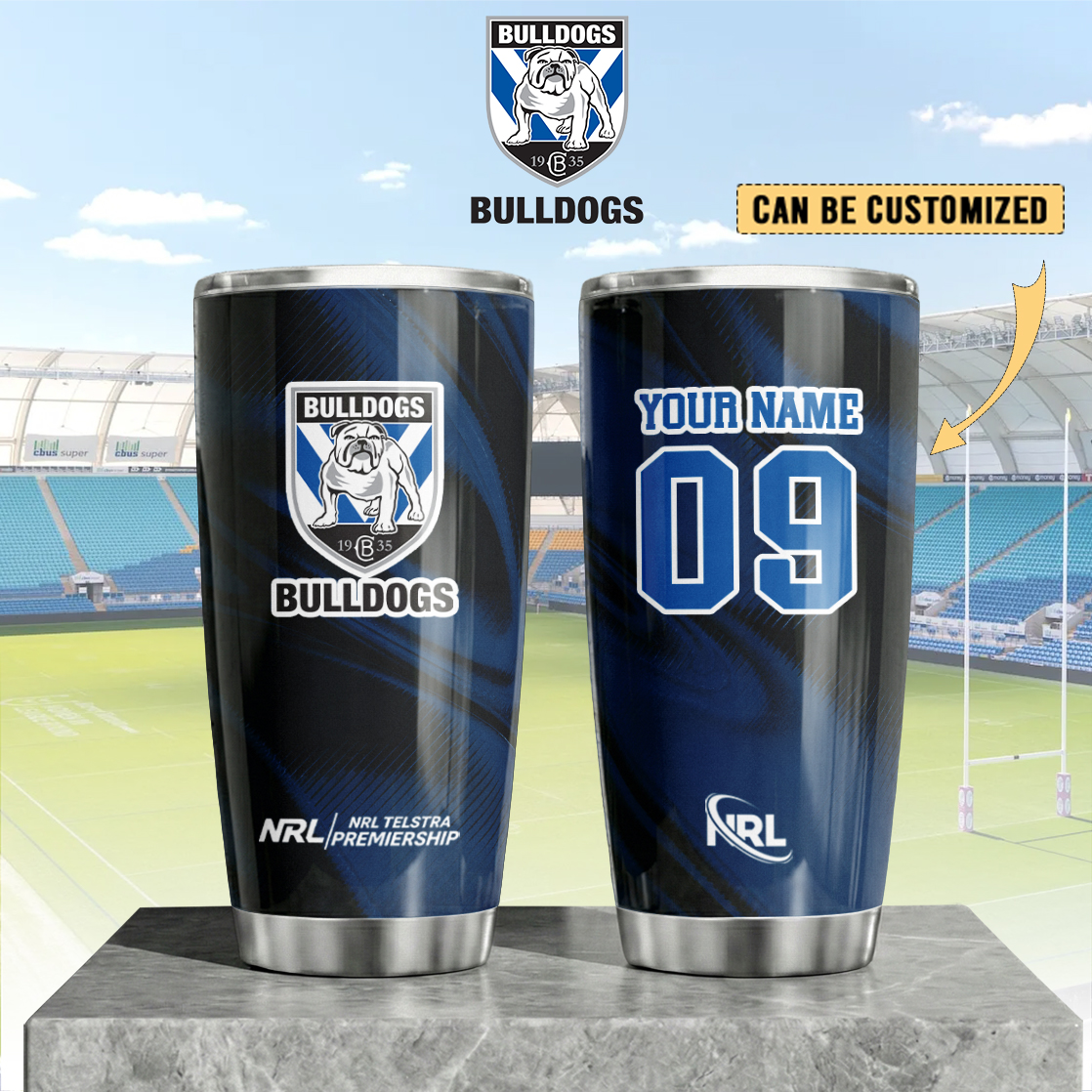 Auspiritmerch Canterbury-Bankstown Bulldogs Custom Stanley Quencher 20oz Stainless Steel Tumbler