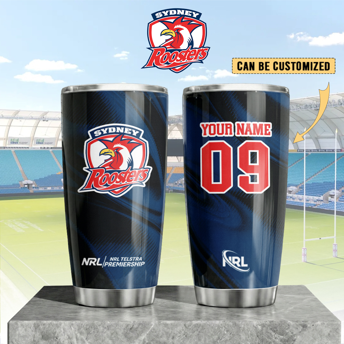 Auspiritmerch Sydney Roosters Custom Stanley Quencher 20oz Stainless Steel Tumbler