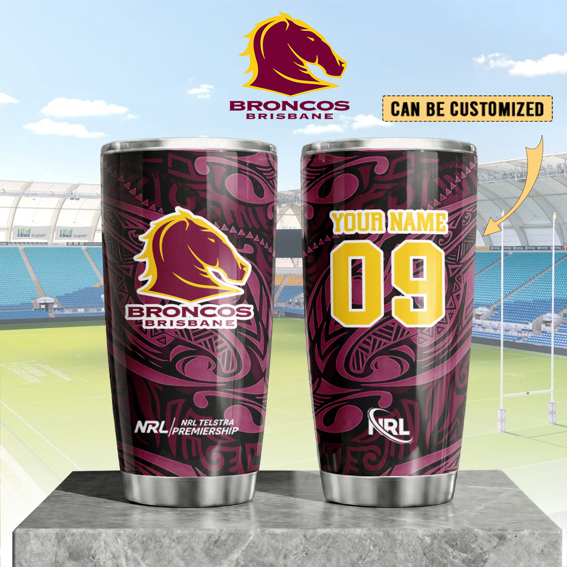 Auspiritmerch Brisbane Broncos Custom Stanley Quencher 20oz Stainless Steel Tumbler