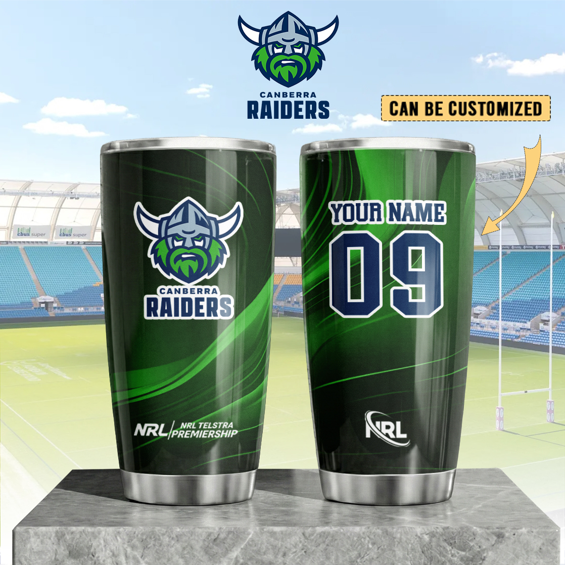 Auspiritmerch Canberra Raiders Custom Stanley Quencher 20oz Stainless Steel Tumbler