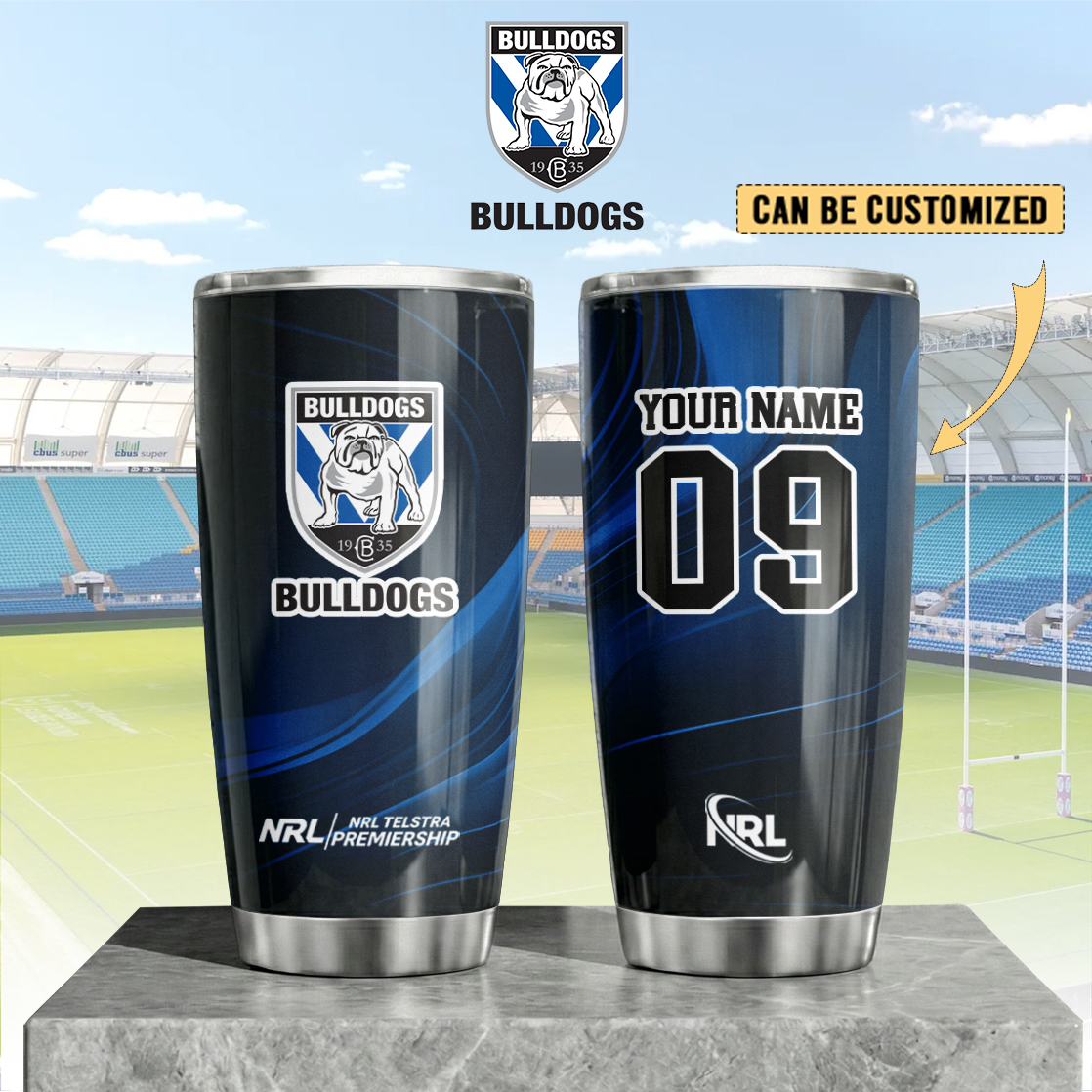 Auspiritmerch Canterbury-Bankstown Bulldogs Custom Stanley Quencher 20oz Stainless Steel Tumbler