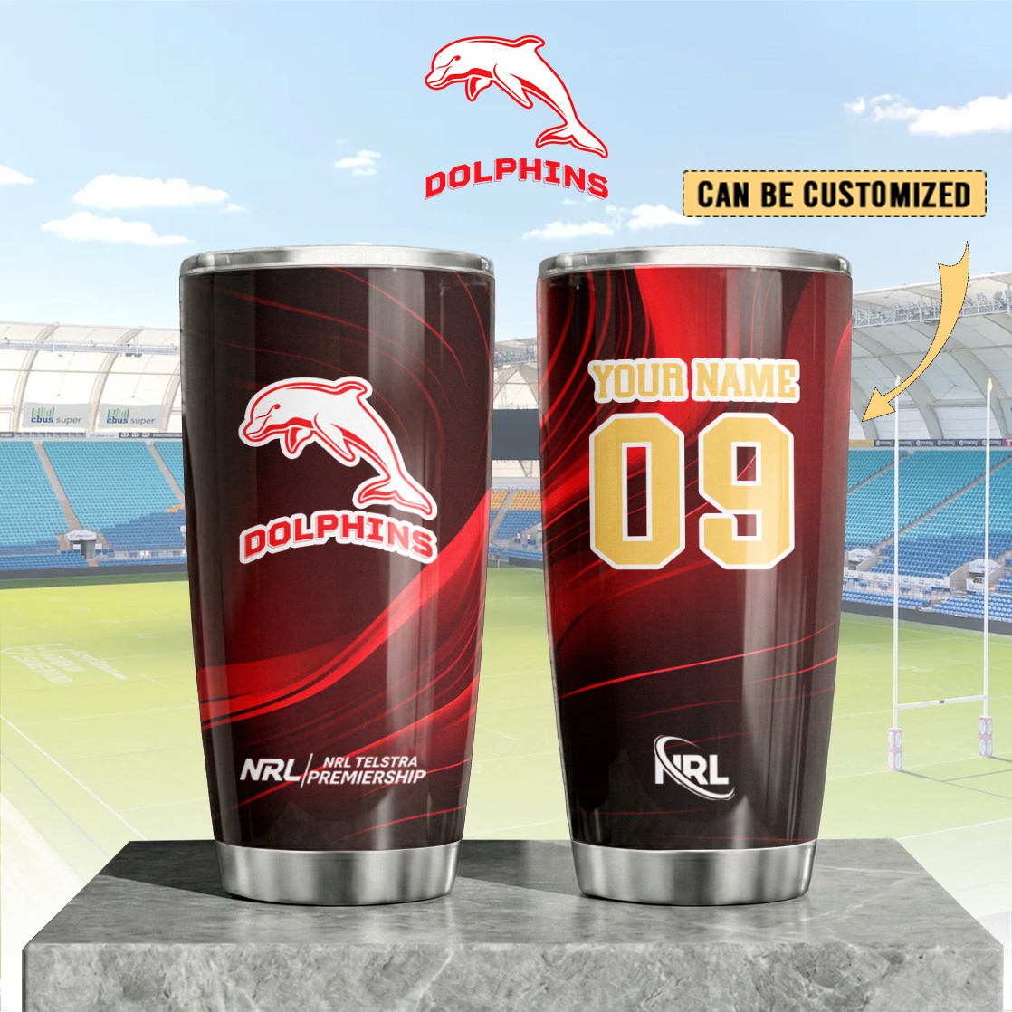 Auspiritmerch Dolphins Custom Stanley Quencher 20oz Stainless Steel Tumbler