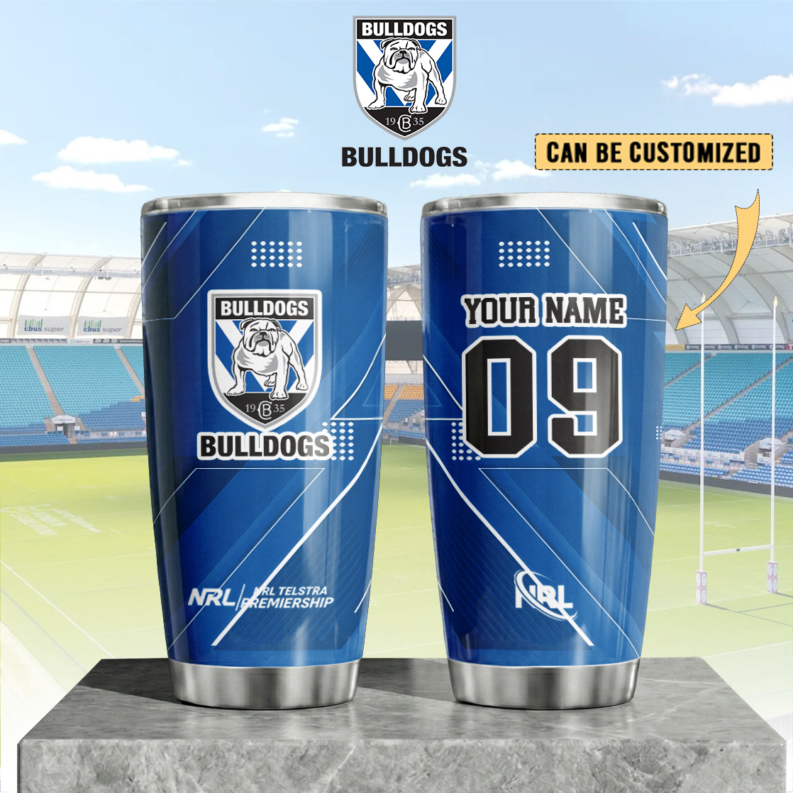 Auspiritmerch Canterbury-Bankstown Bulldogs Custom Stanley Quencher 20oz Stainless Steel Tumbler