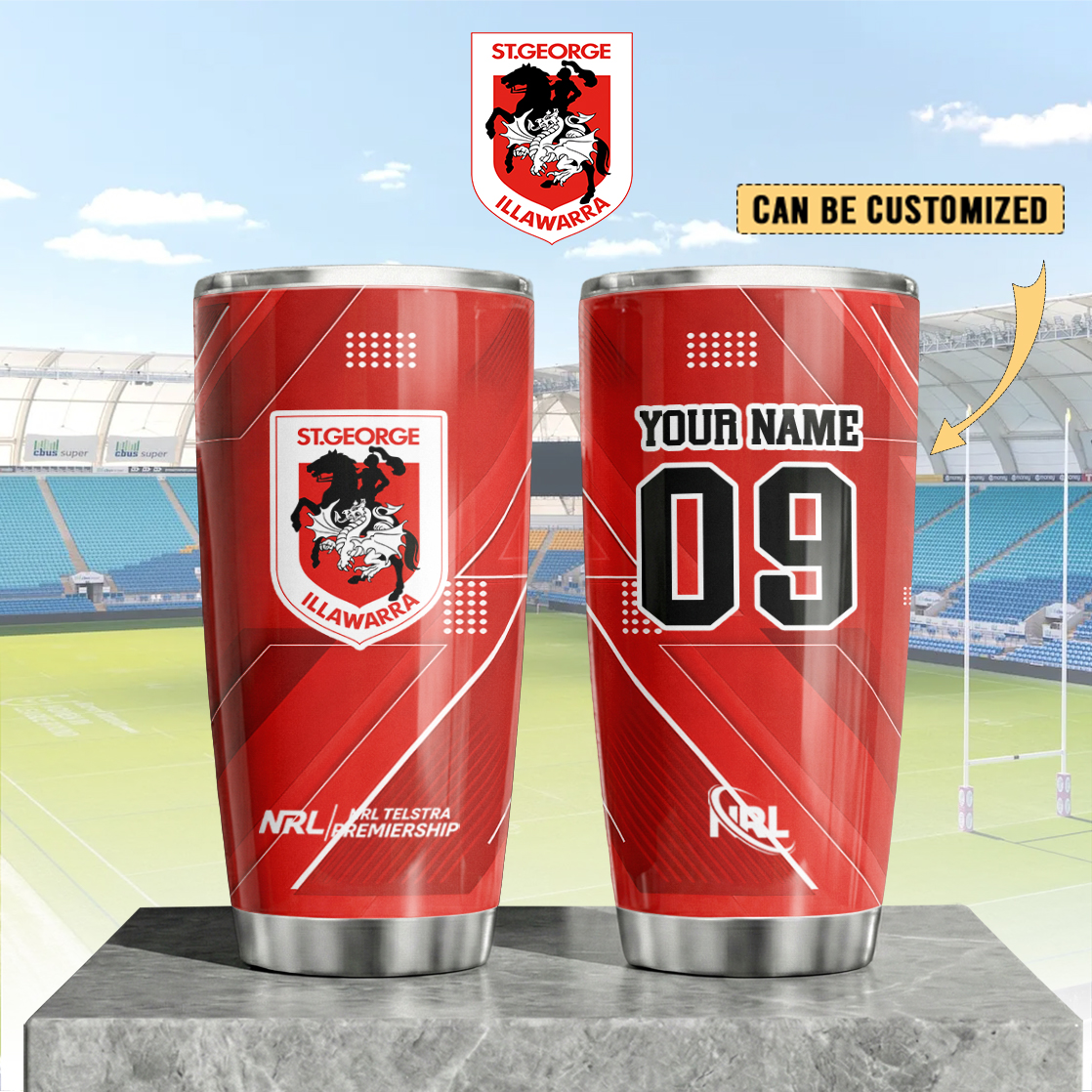 Auspiritmerch St. George Illawarra Dragons Custom Stanley Quencher 20oz Stainless Steel Tumbler