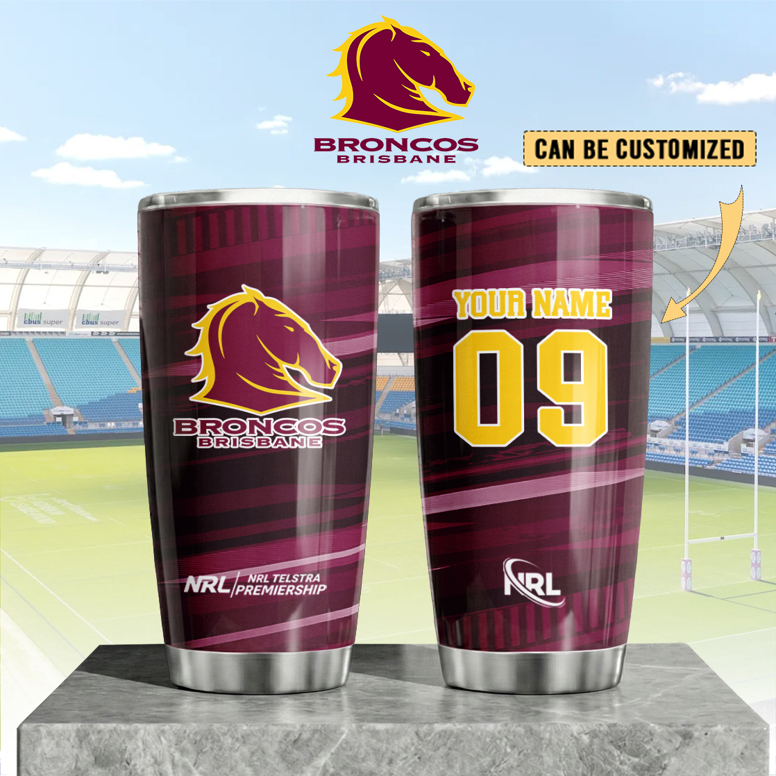 Auspiritmerch Brisbane Broncos Custom Stanley Quencher 20oz Stainless Steel Tumbler