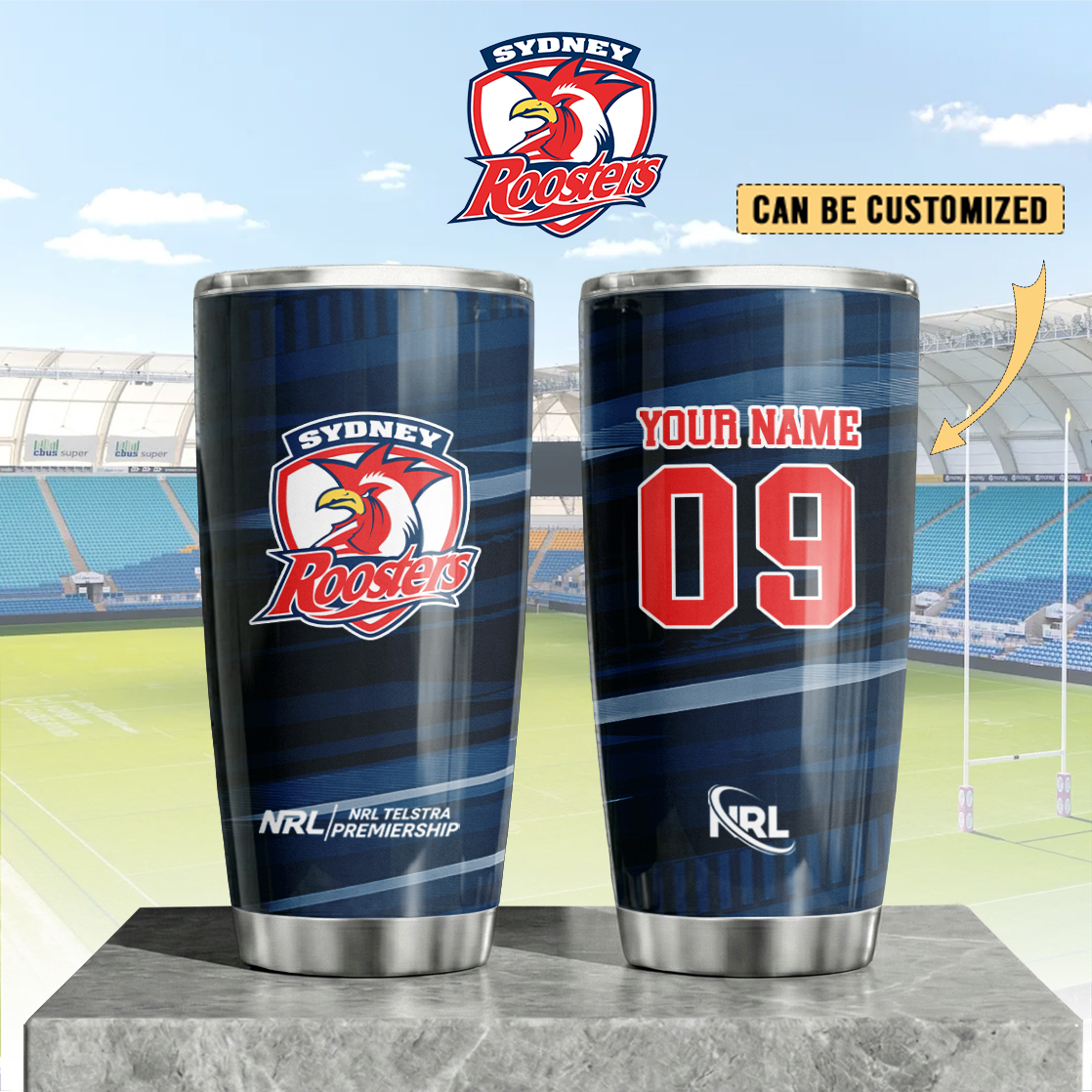 Auspiritmerch Sydney Roosters Custom Stanley Quencher 20oz Stainless Steel Tumbler