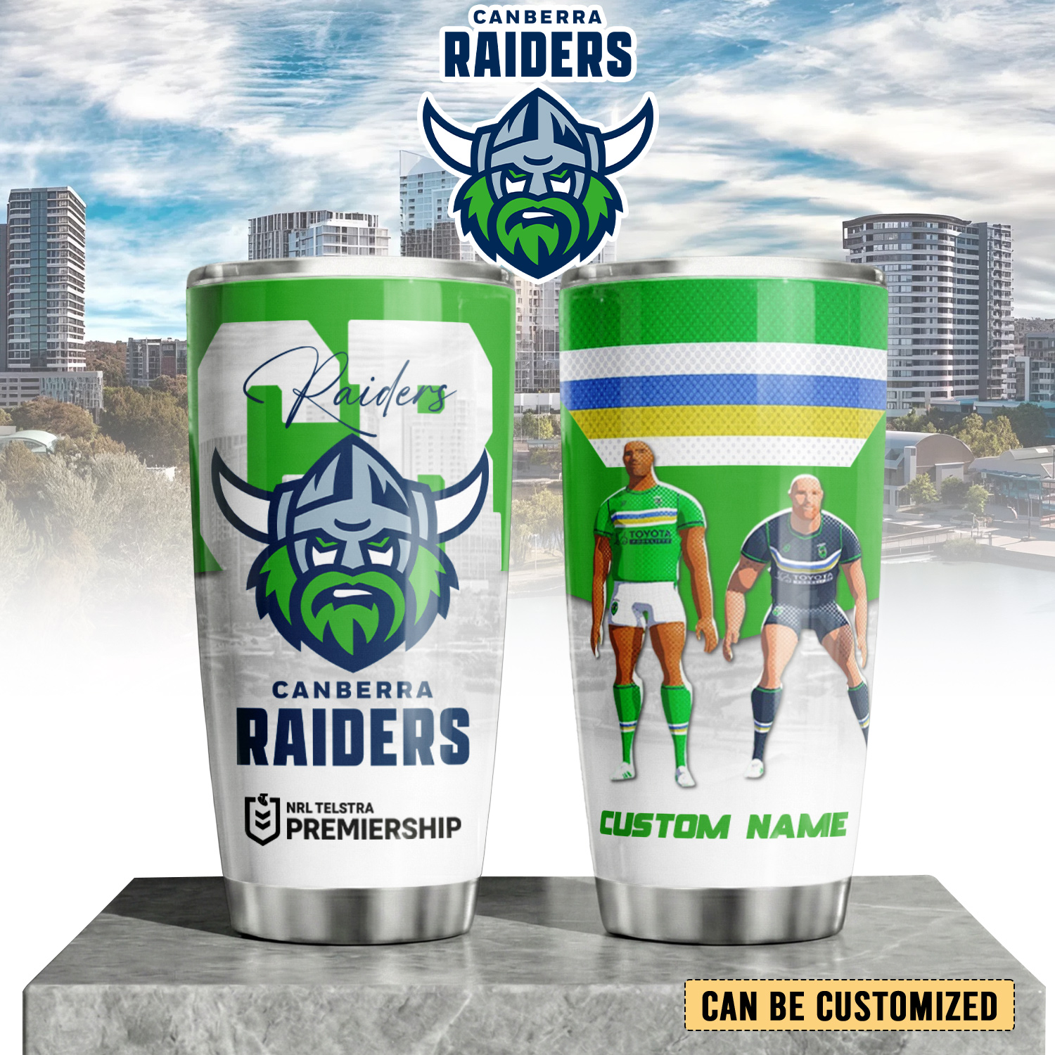 Auspiritmerch Canberra Raiders Custom Stanley Quencher 20oz Stainless Steel Tumbler