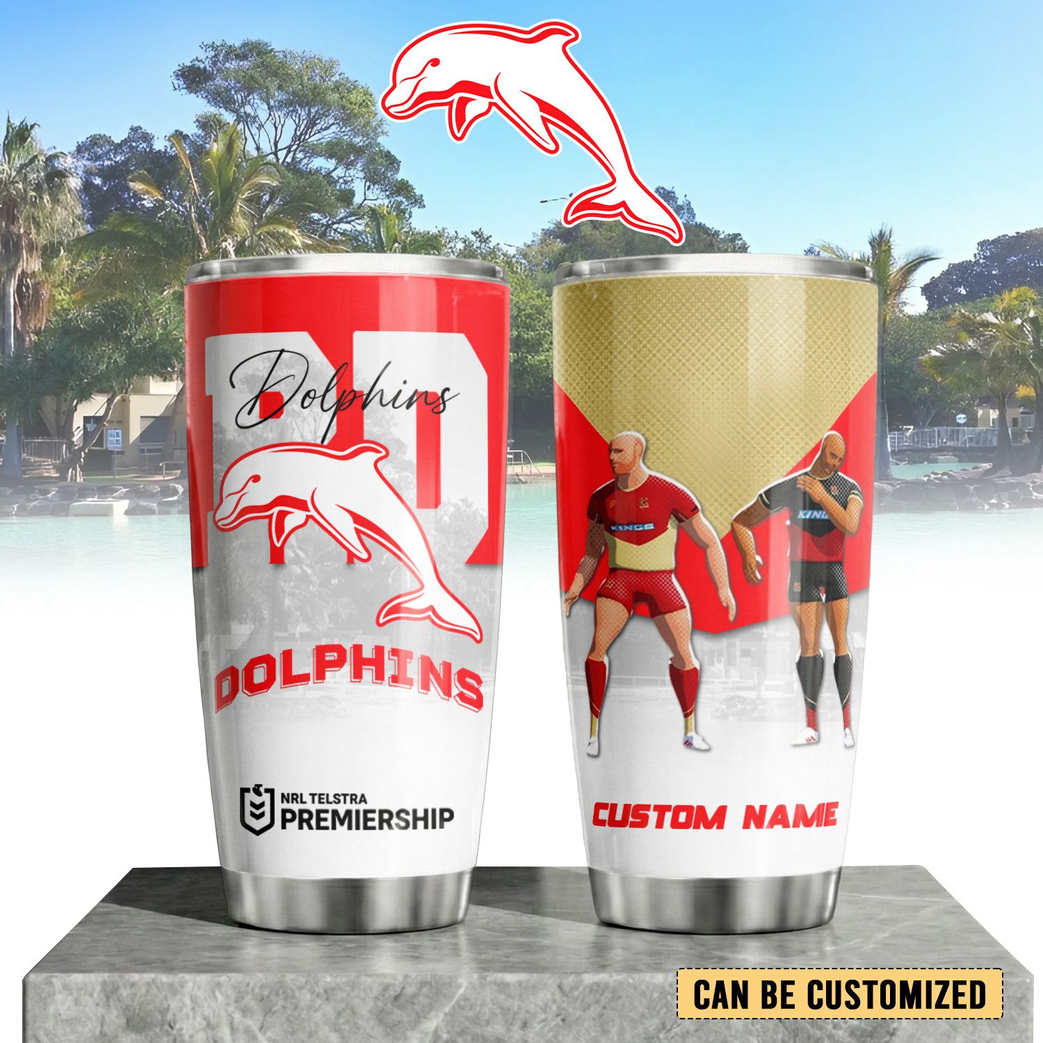 Auspiritmerch Dolphins Custom Stanley Quencher 20oz Stainless Steel Tumbler