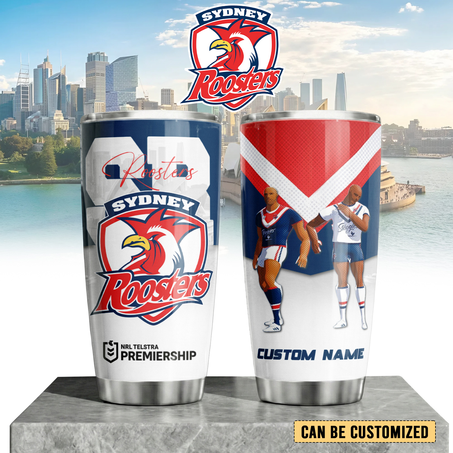Auspiritmerch Sydney Roosters Custom Stanley Quencher 20oz Stainless Steel Tumbler