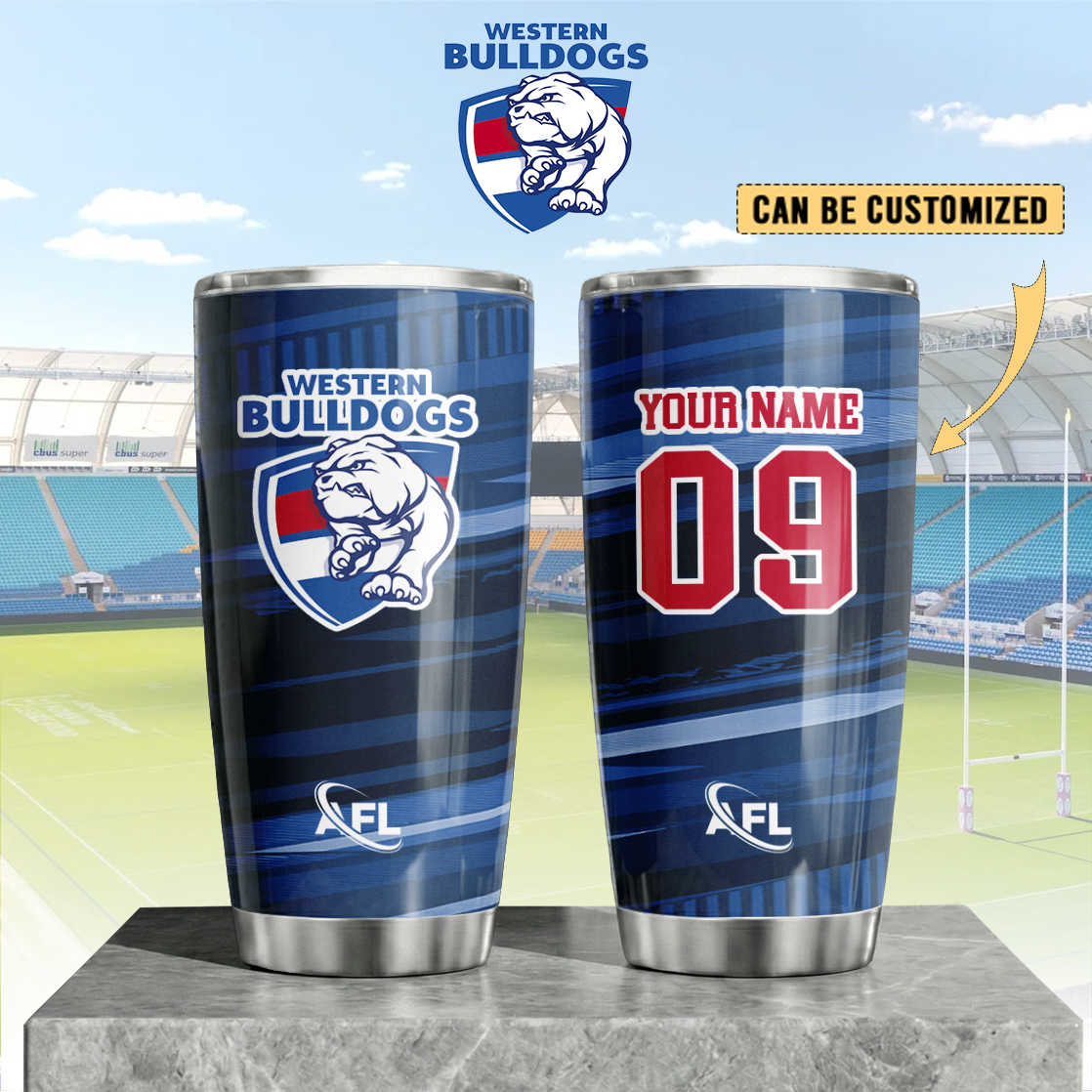 Auspiritmerch Western Bulldogs Custom Stanley Quencher 20oz Stainless Steel Tumbler