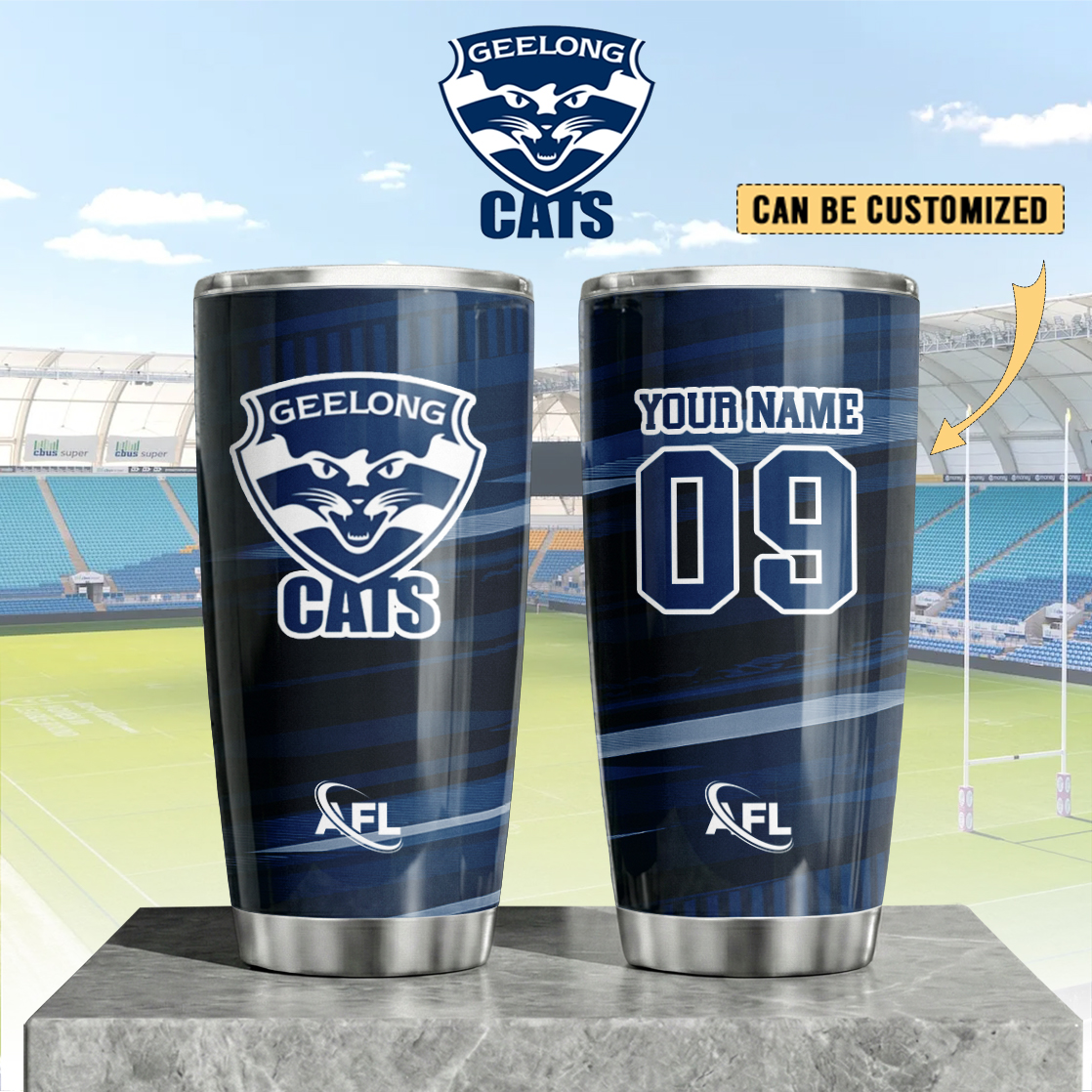Auspiritmerch Geelong Cats Custom Stanley Quencher 20oz Stainless Steel Tumbler