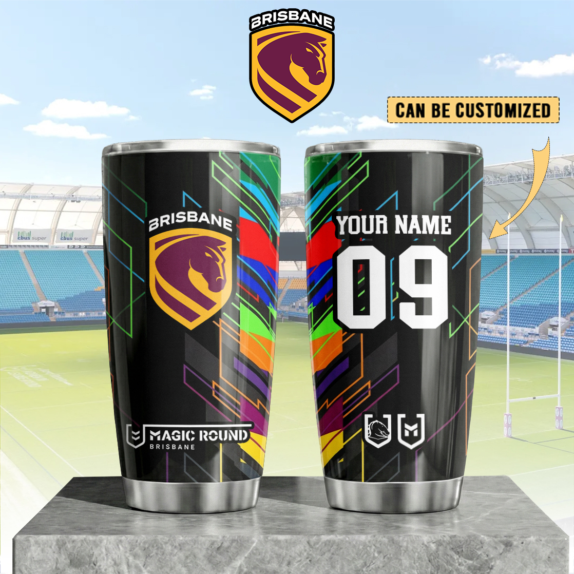 Auspiritmerch Brisbane Broncos Custom Stanley Quencher 20oz Stainless Steel Tumbler