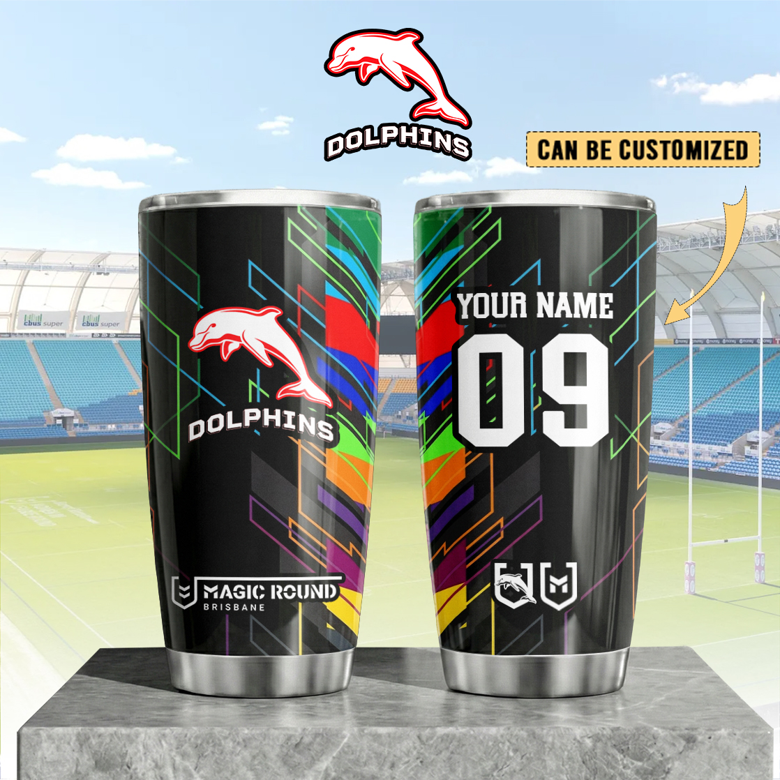 Auspiritmerch Dolphins Custom Stanley Quencher 20oz Stainless Steel Tumbler