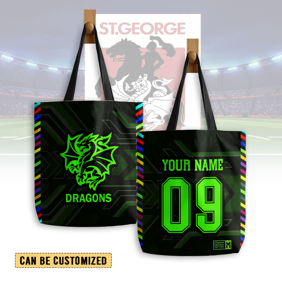 Auspiritmerch St. George Illawarra Dragons Personalized Tote Bags Gift For Fans