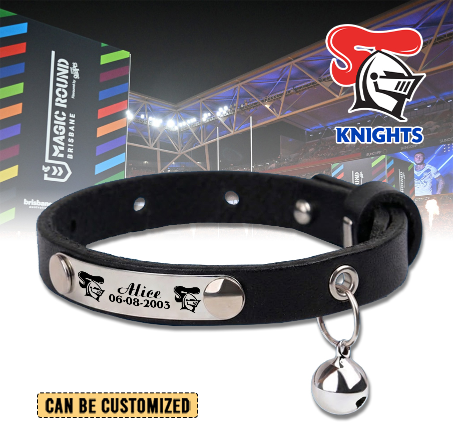 Auspiritmerch Newcastle Knights Personalized Leather Pet Necklace Gift For Fans