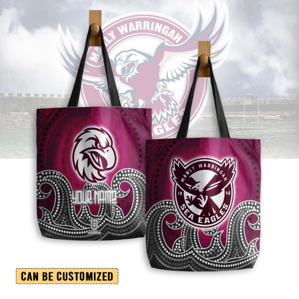 Auspiritmerch Manly Warringah Sea Eagles Personalized Tote Bags Gift For Fans
