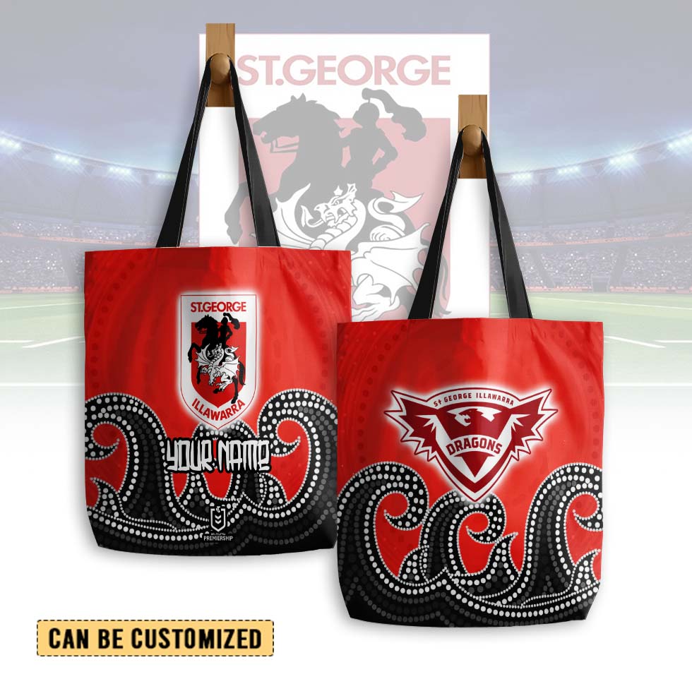 Auspiritmerch St. George Illawarra Dragons Personalized Tote Bags Gift For Fans