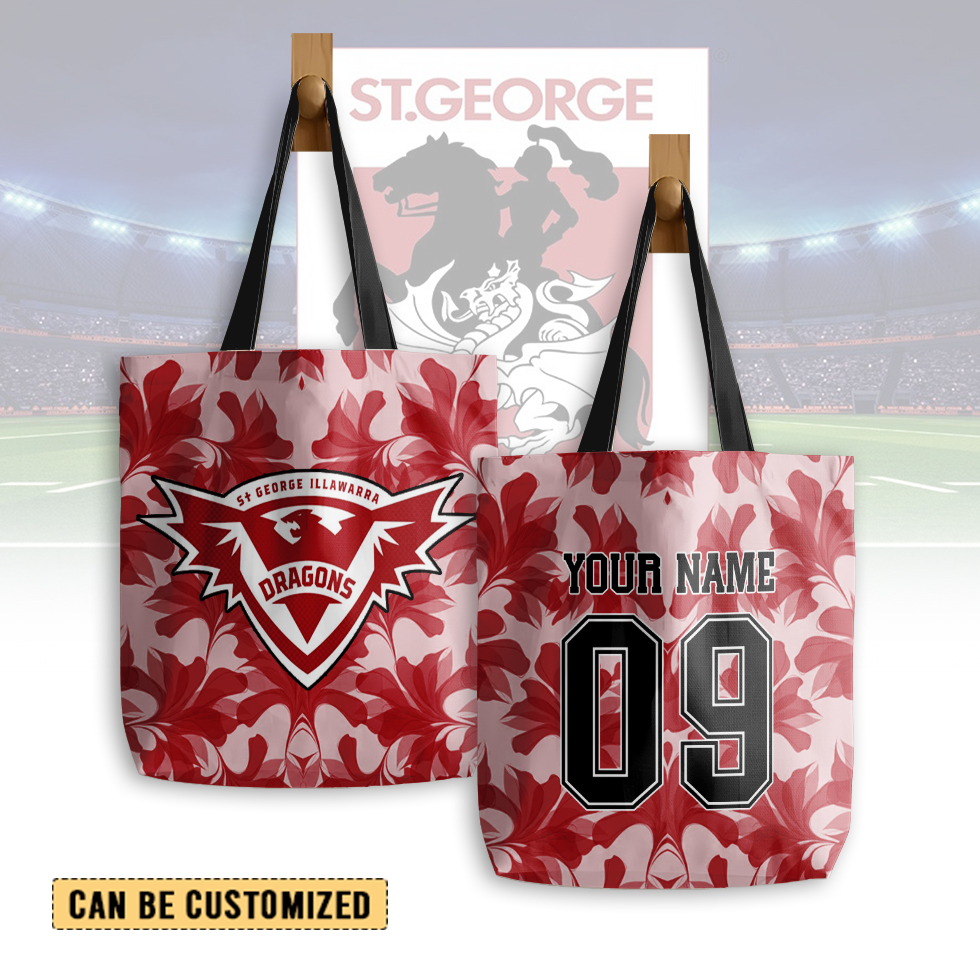 Auspiritmerch St. George Illawarra Dragons Personalized Tote Bags Gift For Fans