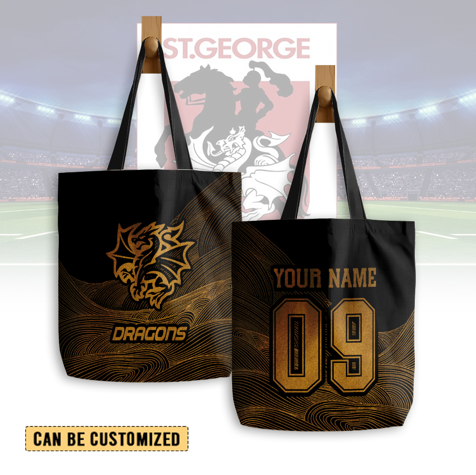 Auspiritmerch St. George Illawarra Dragons Personalized Tote Bags Gift For Fans