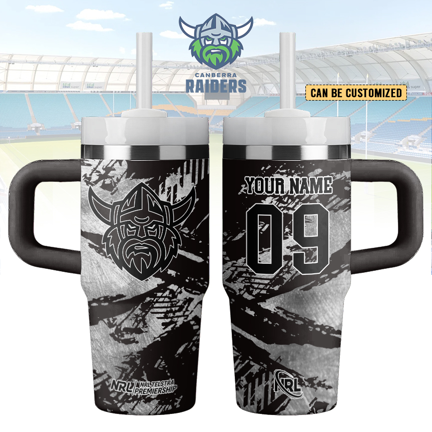 Auspiritmerch Canberra Raiders Custom Stanley Quencher 14oz Stainless Steel Tumbler With Handle