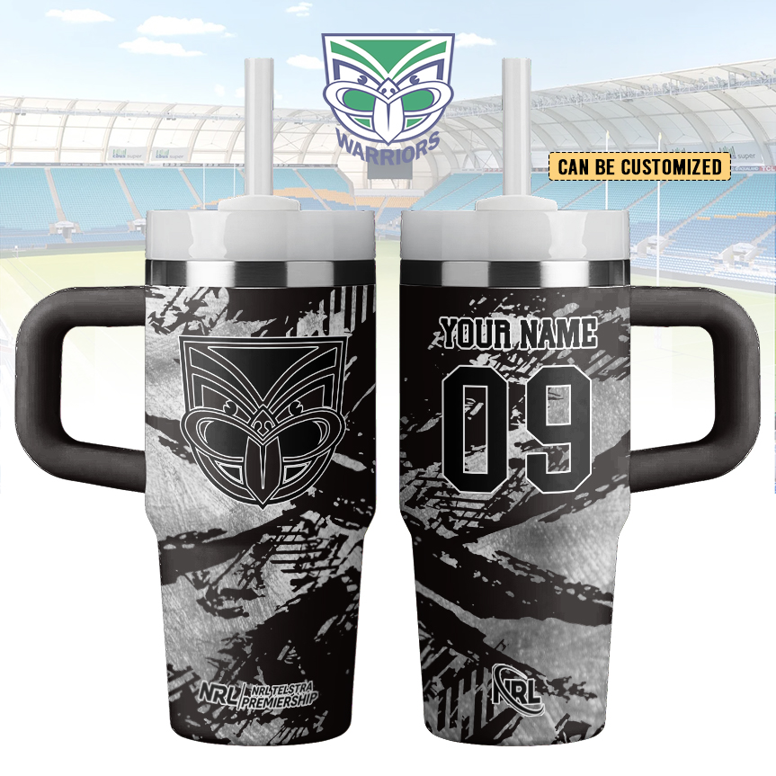 Auspiritmerch New Zealand Warriors Custom Stanley Quencher 14oz Stainless Steel Tumbler With Handle