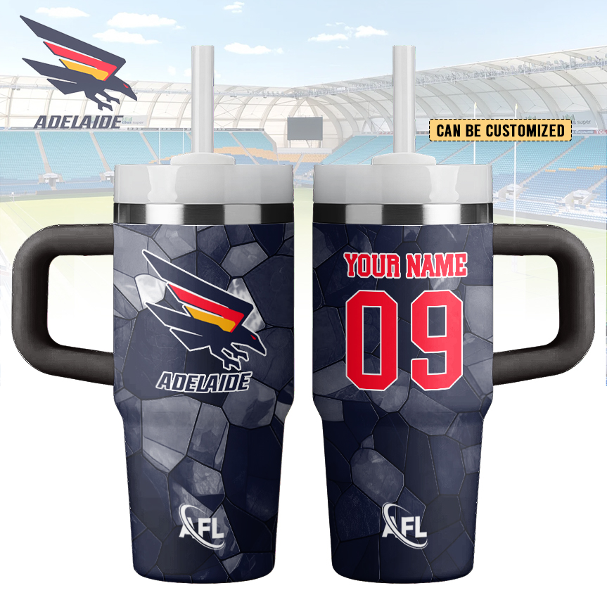Auspiritmerch Adelaide Crows Custom Stanley Quencher 20oz Stainless Steel Tumbler
