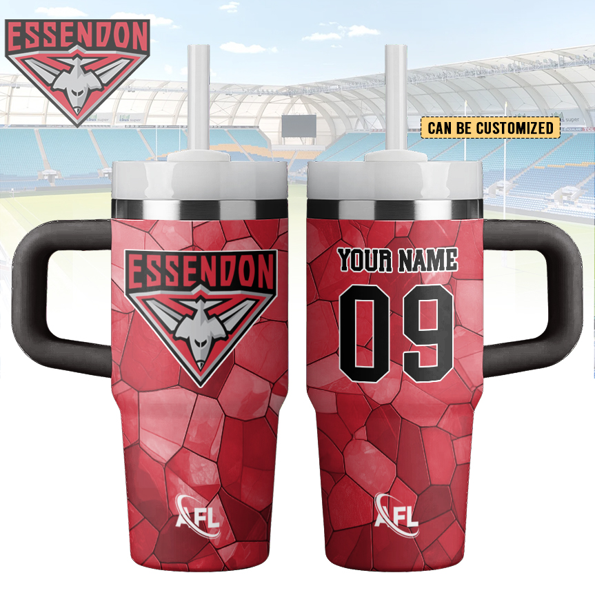 Auspiritmerch Essendon Custom Stanley Quencher 20oz Stainless Steel Tumbler