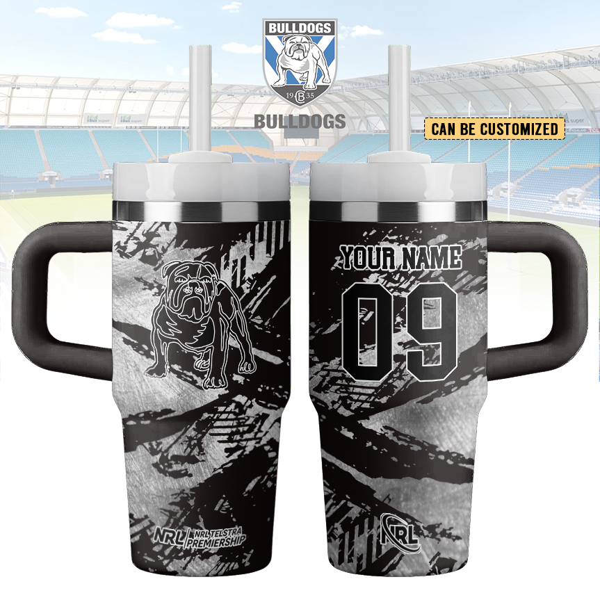 Auspiritmerch Canterbury-Bankstown Bulldogs Custom Stanley Quencher 14oz Stainless Steel Tumbler With Handle