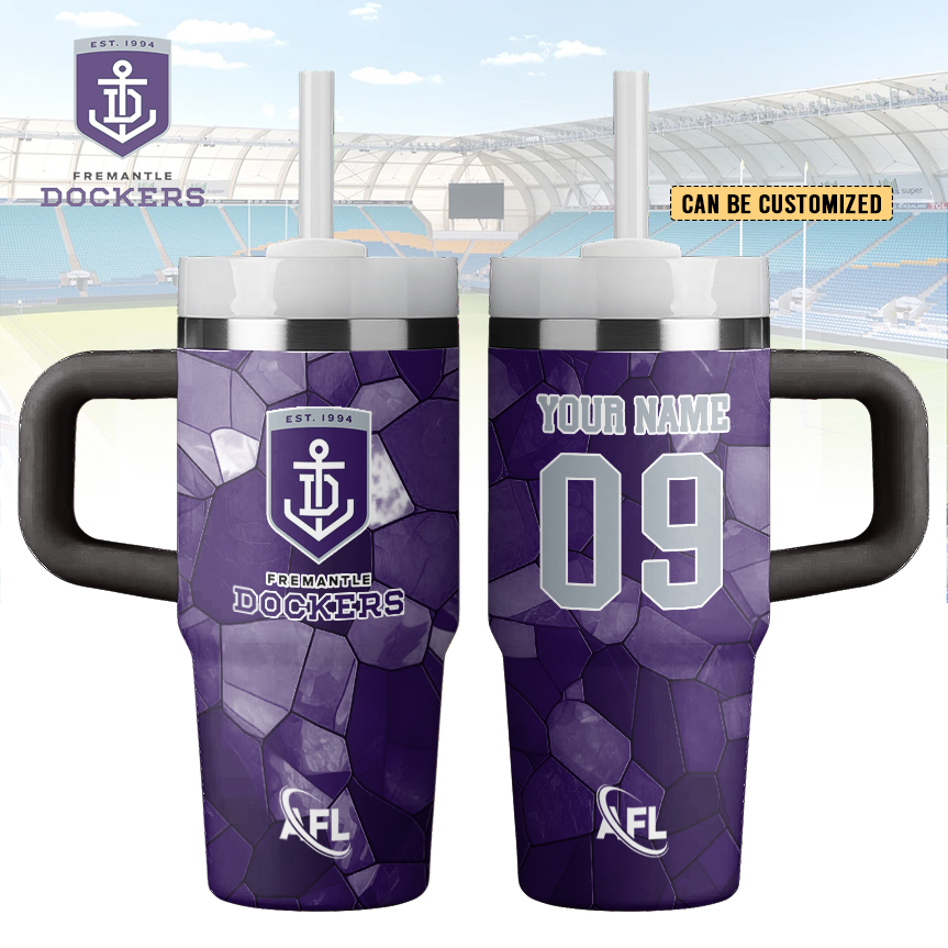 Auspiritmerch Fremantle Dockers Custom Stanley Quencher 20oz Stainless Steel Tumbler